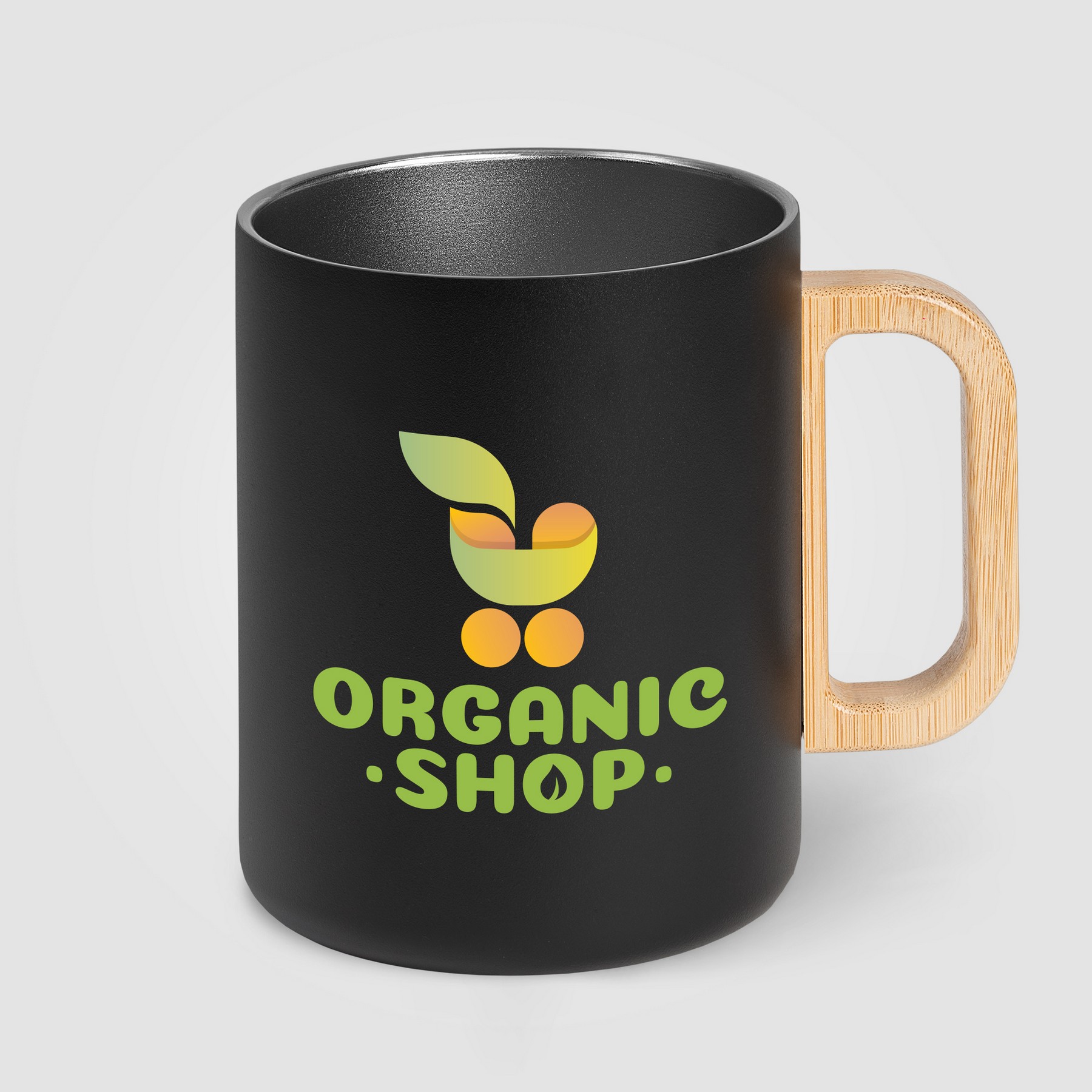 Picture of Vancouver - 18 oz. Stainless Steel Double Wall Mug with Bamboo Handle