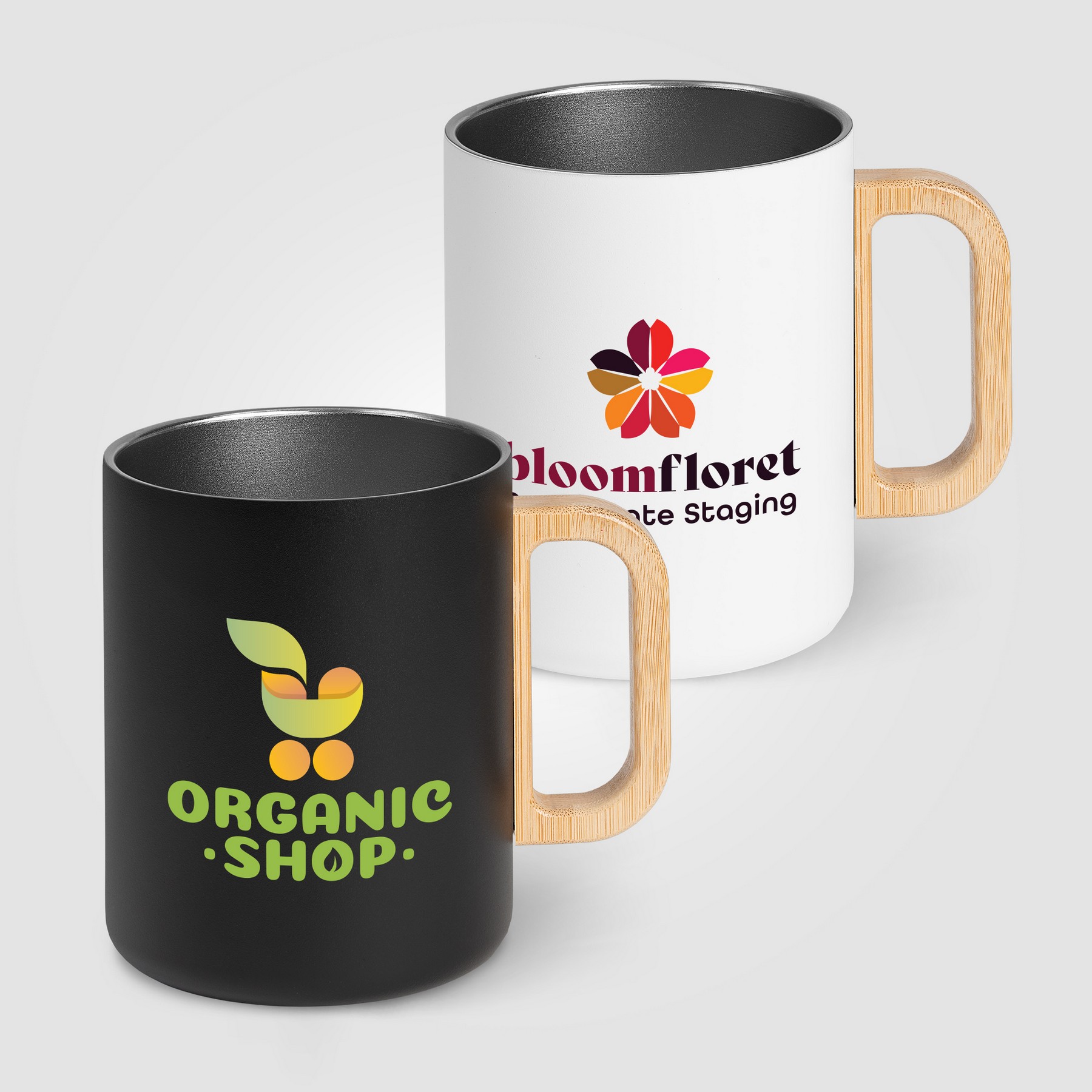 Picture of Vancouver - 18 oz. Stainless Steel Double Wall Mug with Bamboo Handle