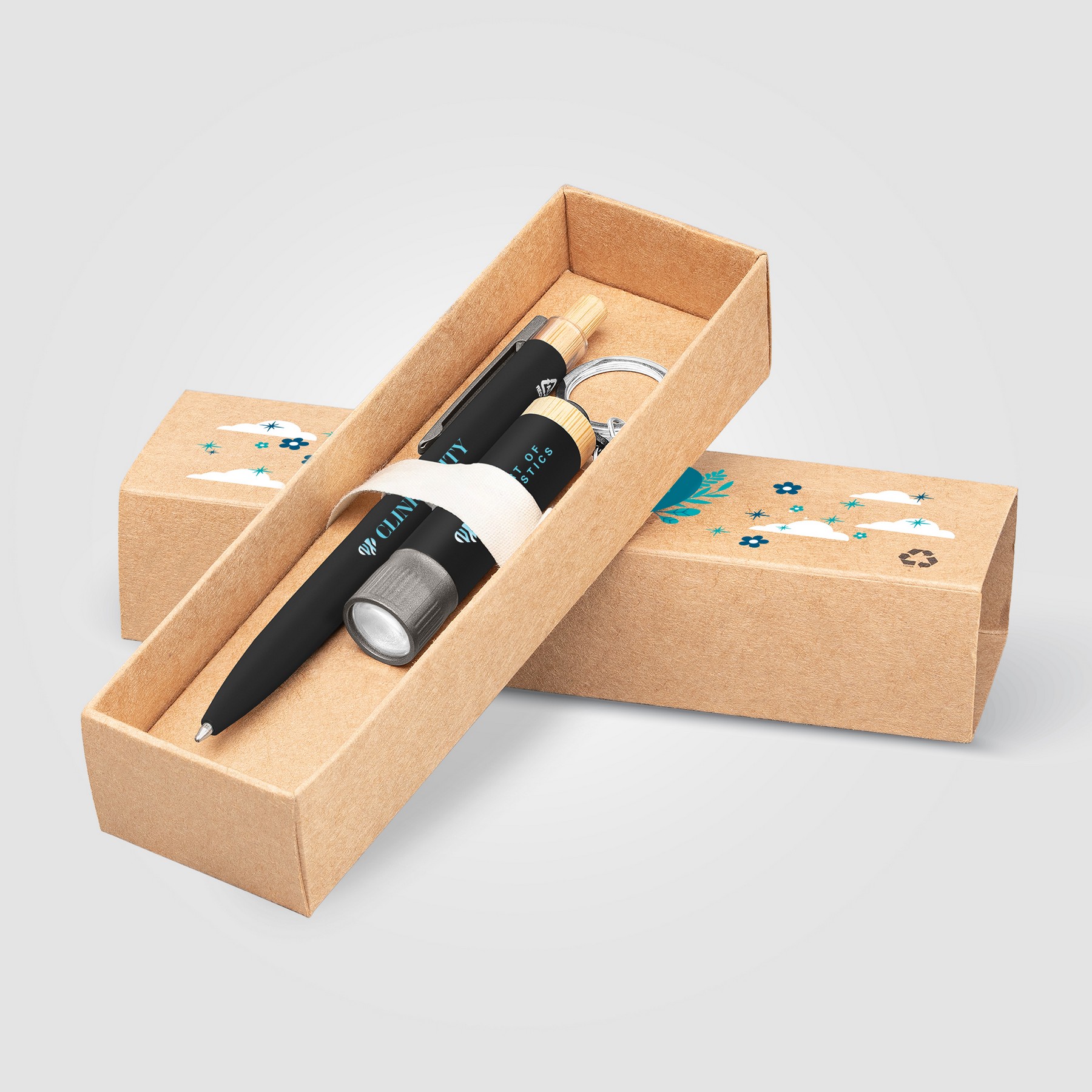 Picture of Reborn Recycled Aluminum Bamboo Accented Pen & Flashlight Gift Set
