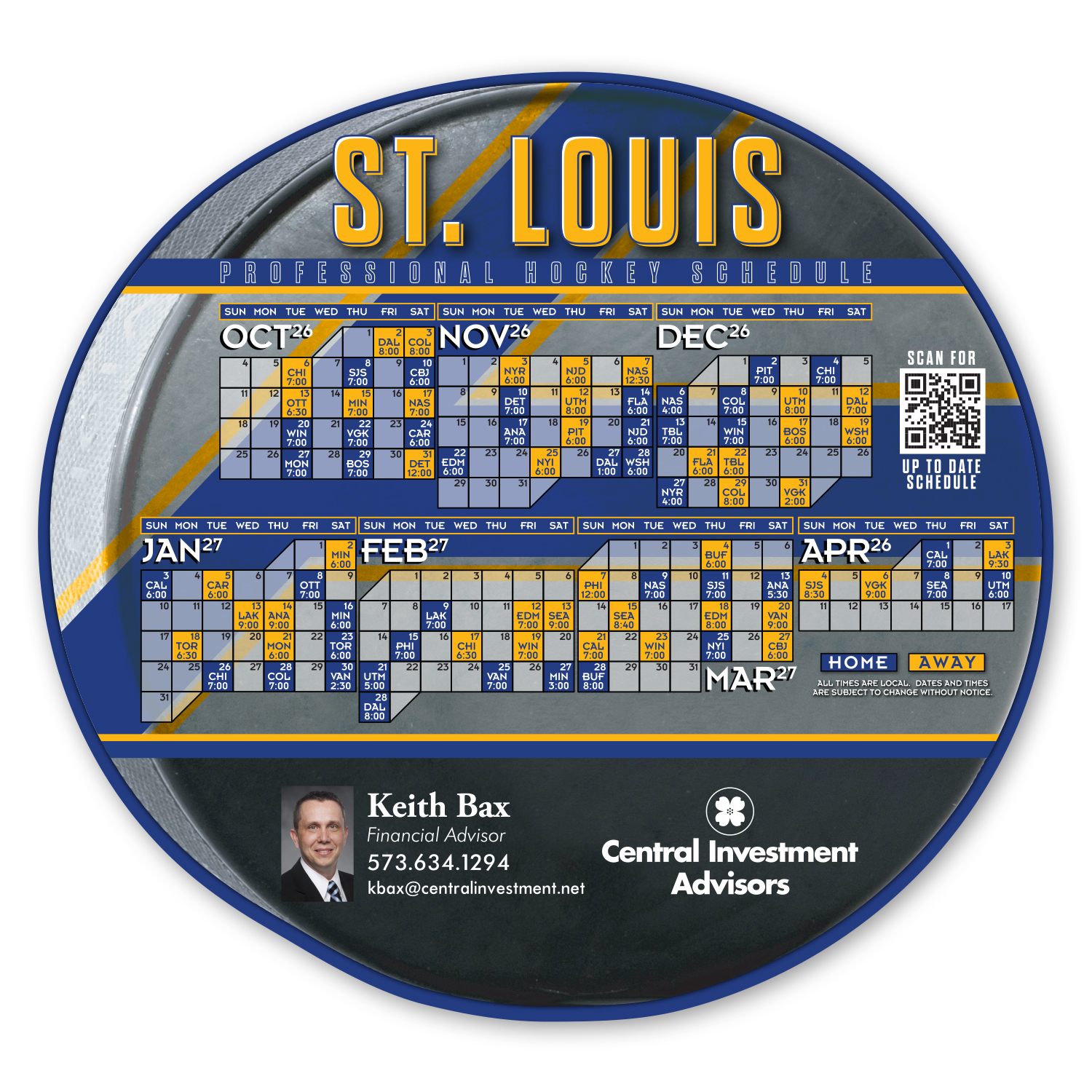 Picture of Hockey Puck Schedule