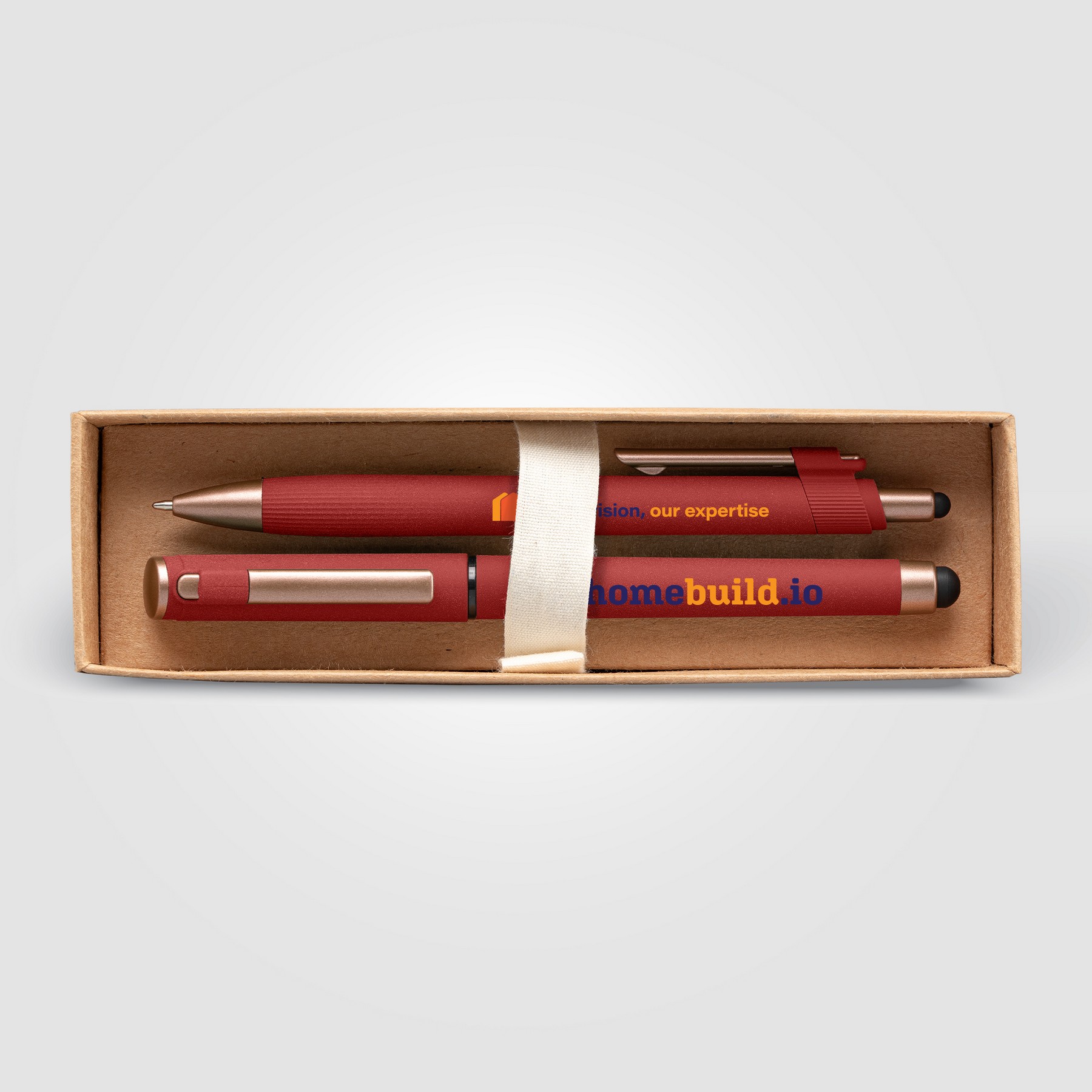 Picture of York Recycled Plastic Bronze Trim Pen Gift Set ? Box Decorated