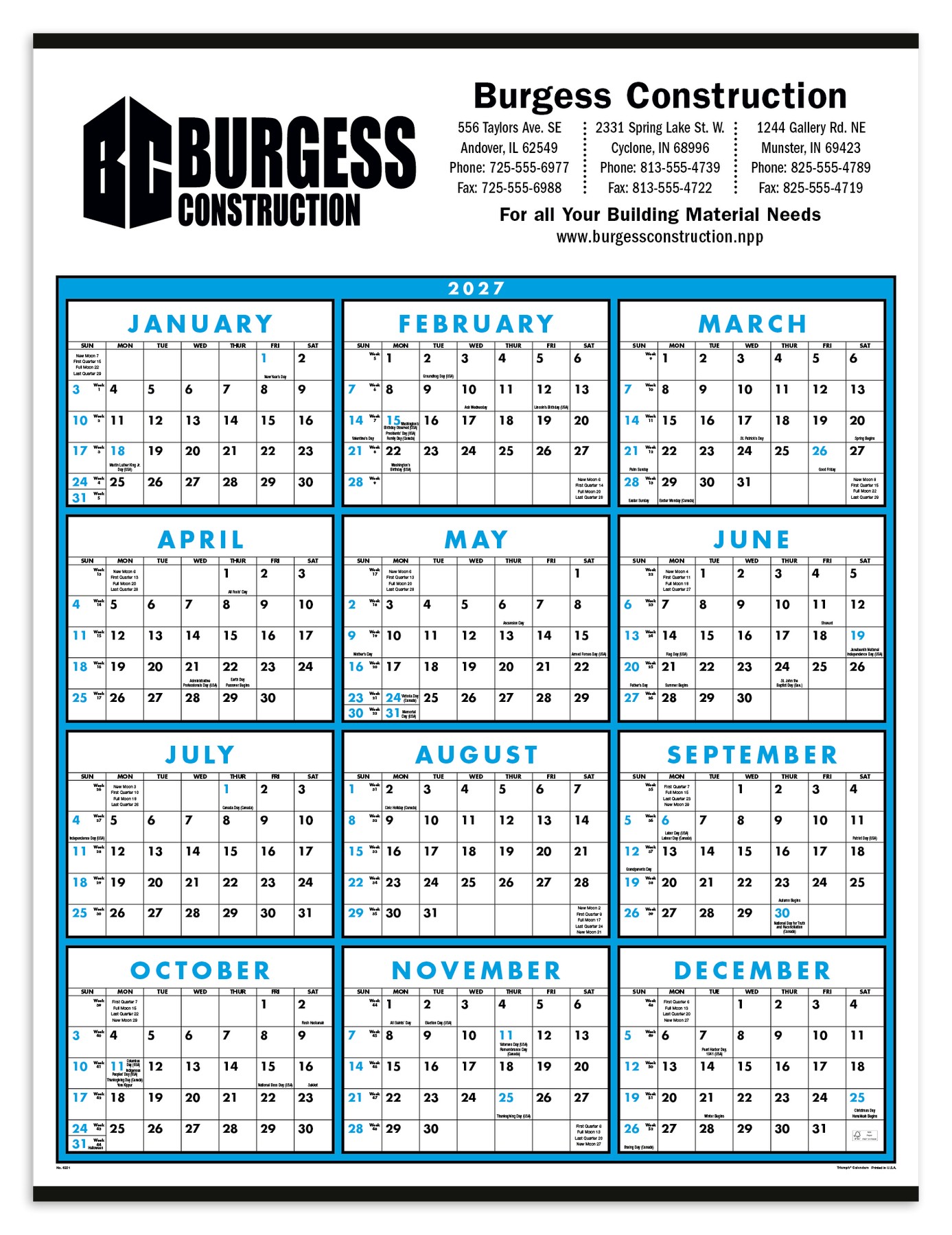 Picture of Triumph® Calendars Span-A-Year Non-Laminated Calendar