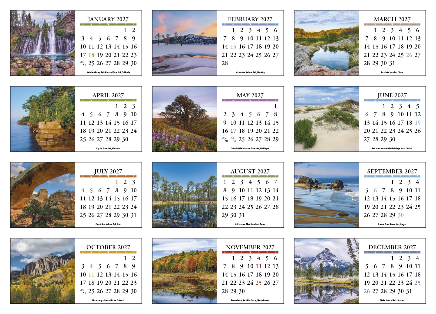 Picture of HotLine® Products Scenic America® Desk Tent Calendar