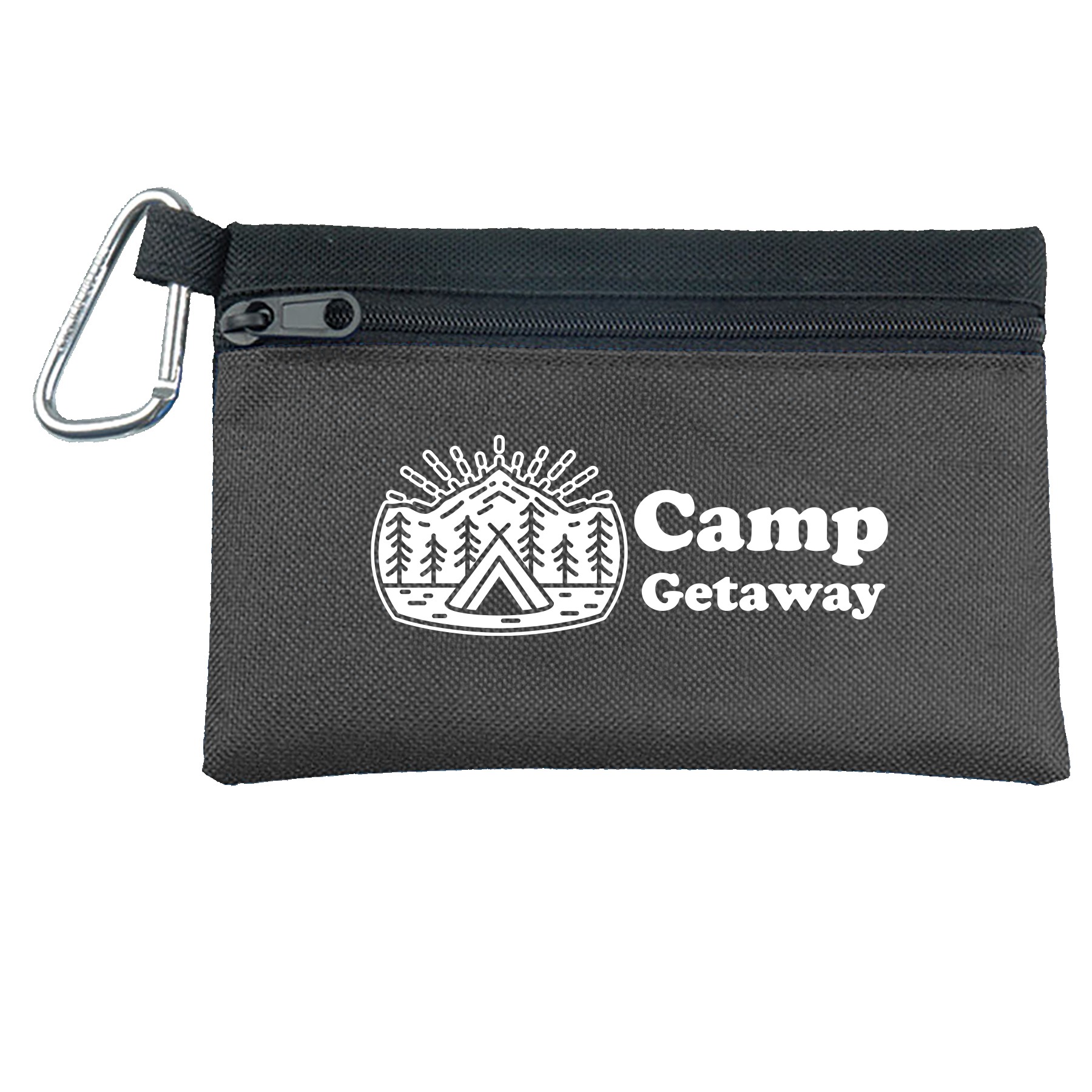 Picture of Garyline® Two-Tone Polyester Zip Pouch with Carabiner