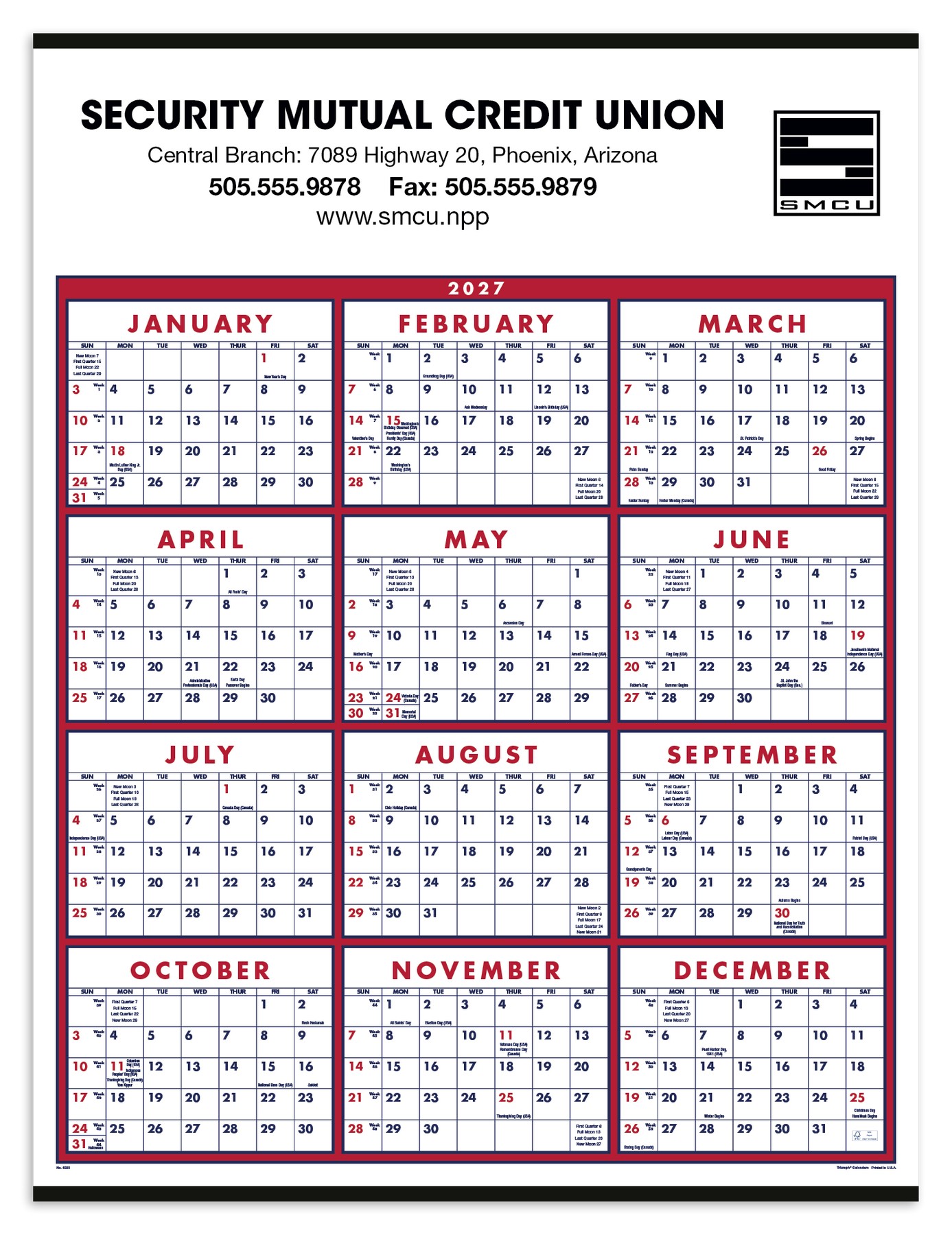 Picture of Triumph® Calendars Span-A-Year Calendar