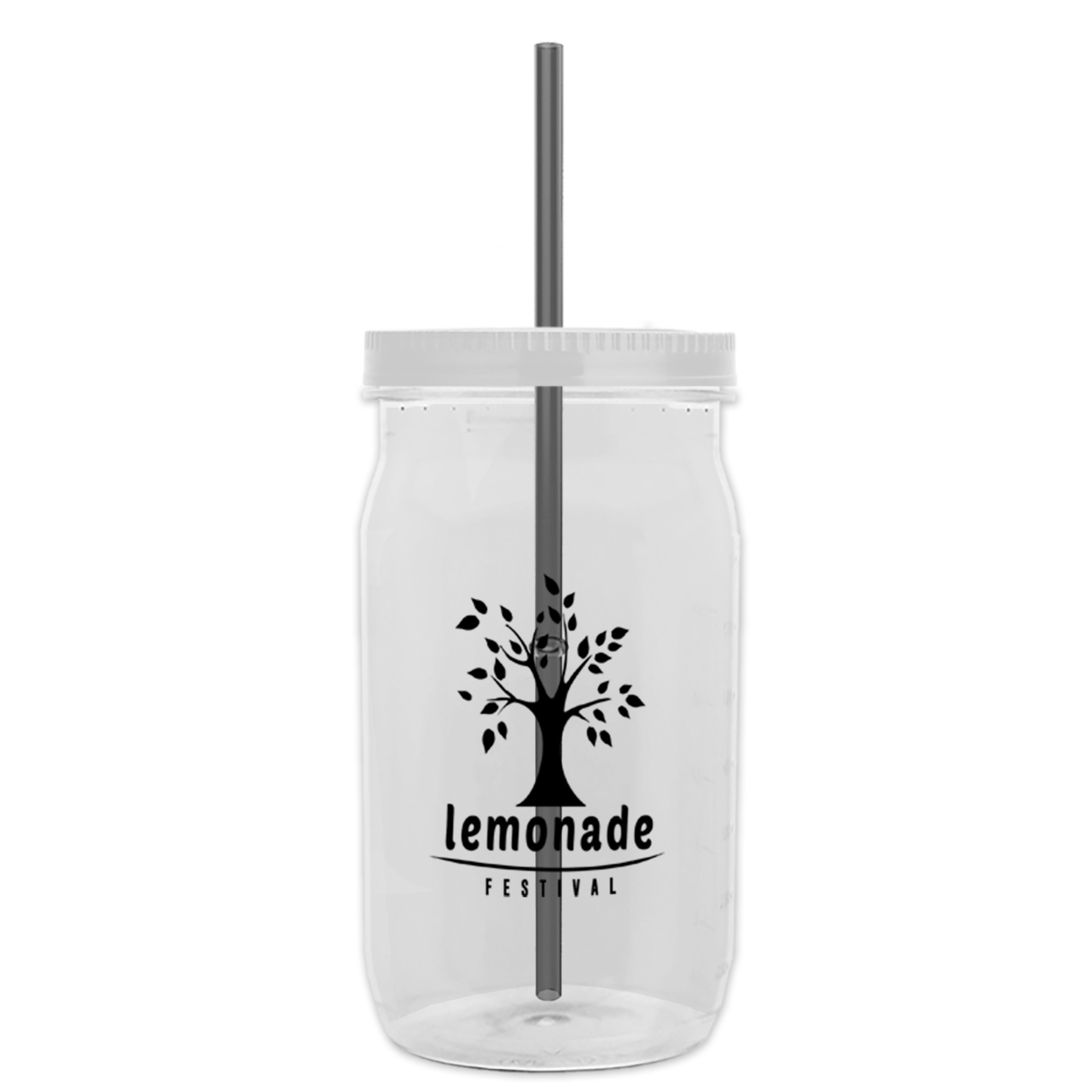 Picture of Garyline® Tritan® Mason Jar with Lid and Straw - 27 oz.