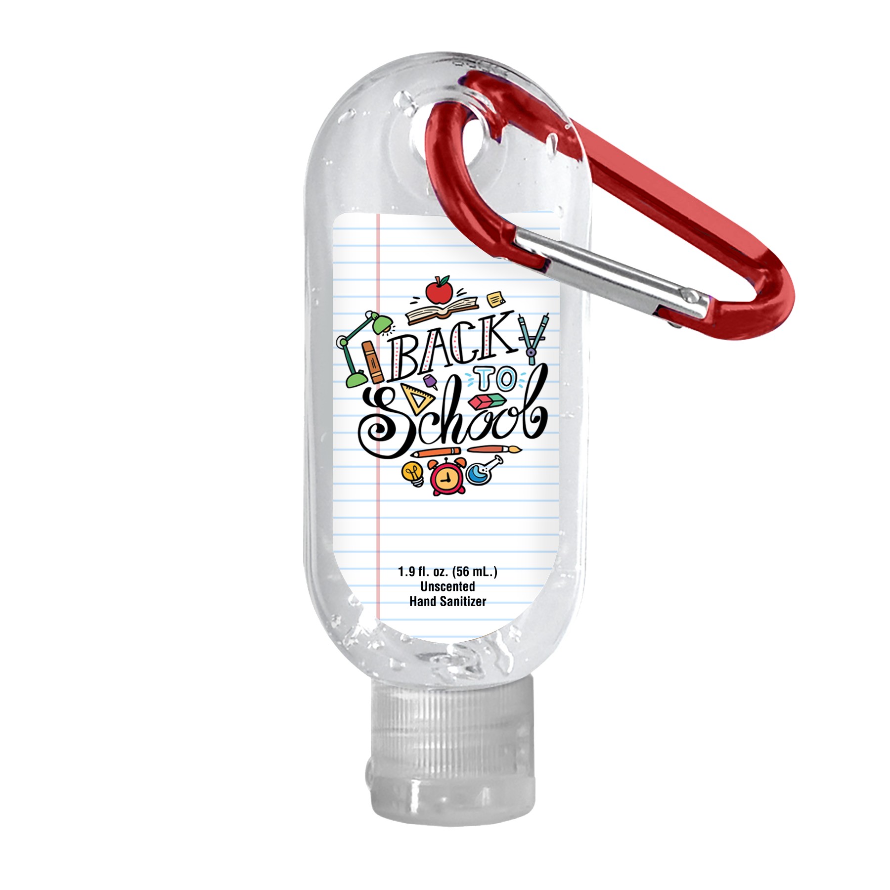 Picture of Clear Sanitizer in Clear Bottle with Carabiner - 1.9 oz.