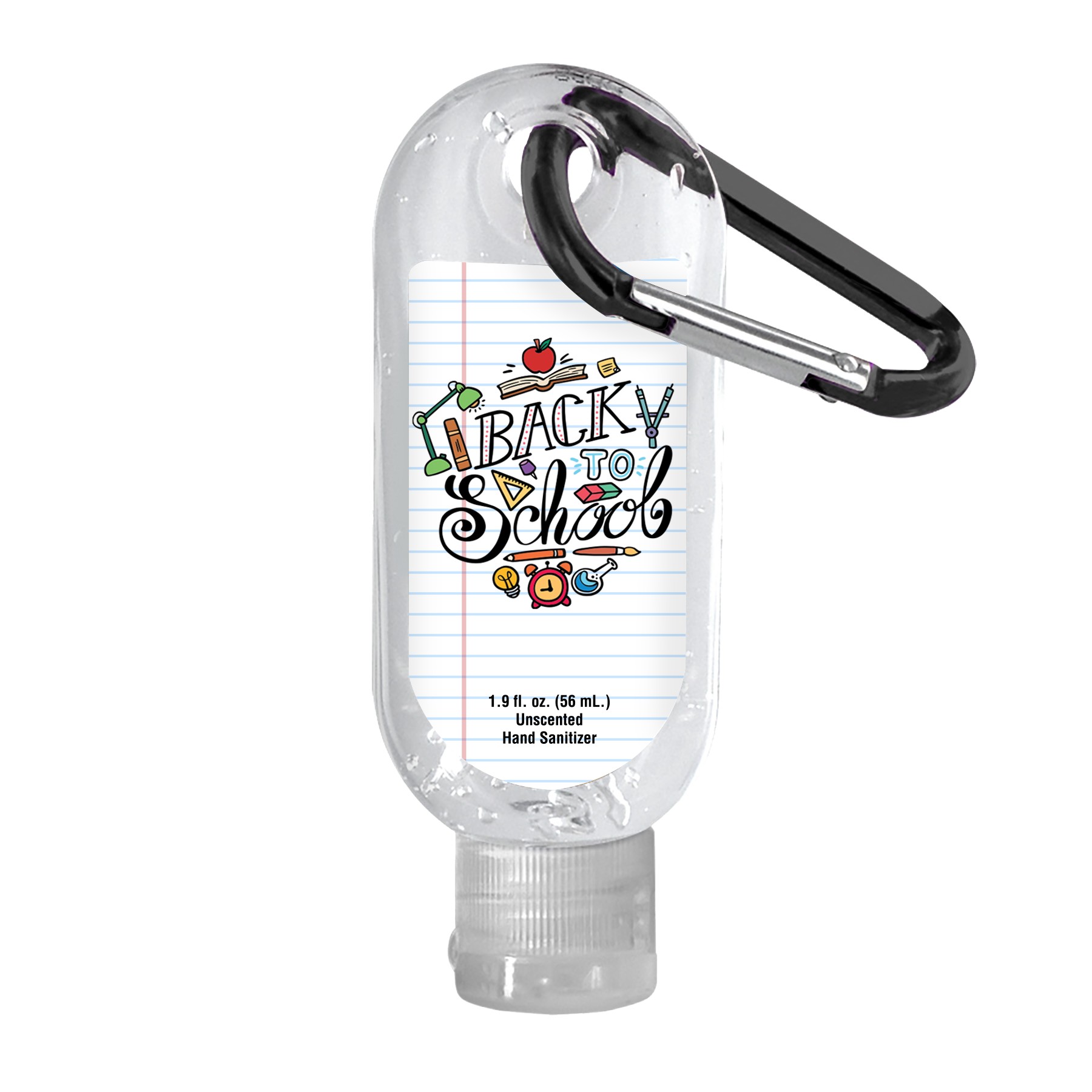 Picture of Clear Sanitizer in Clear Bottle with Carabiner - 1.9 oz.