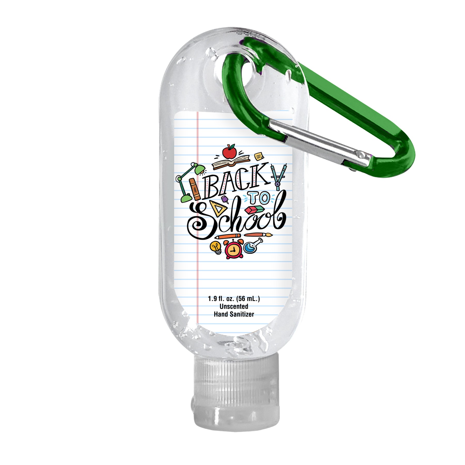 Picture of Clear Sanitizer in Clear Bottle with Carabiner - 1.9 oz.