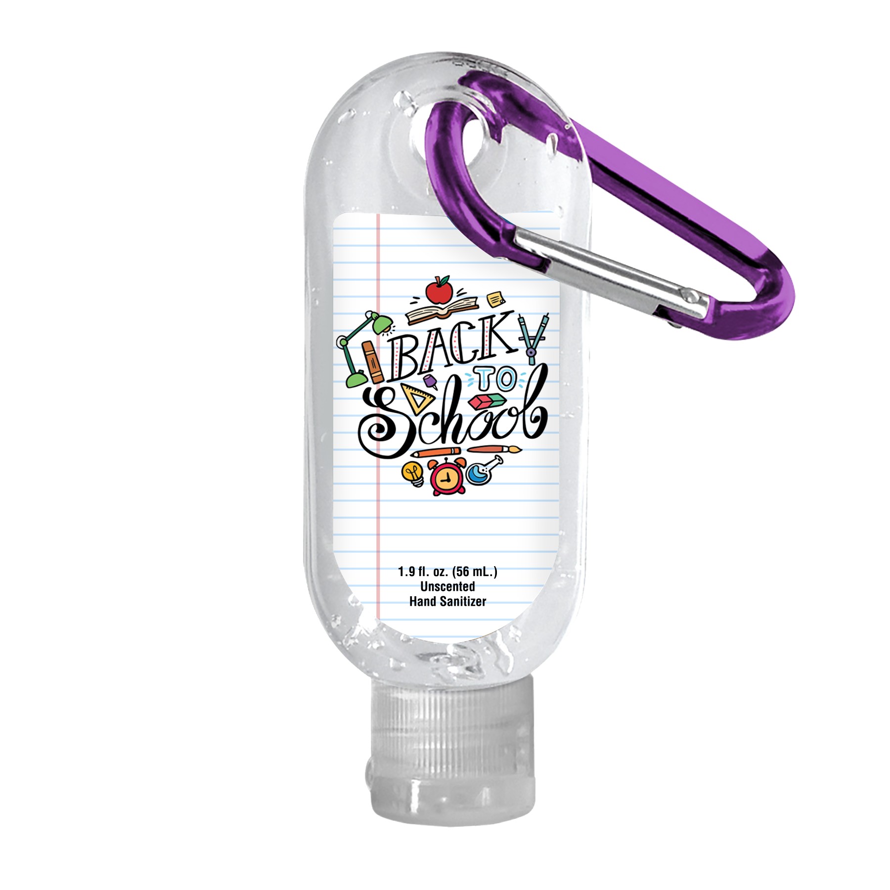 Picture of Clear Sanitizer in Clear Bottle with Carabiner - 1.9 oz.