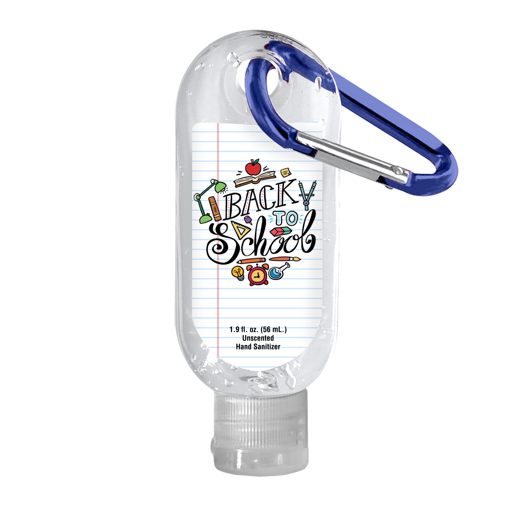 Picture of Clear Sanitizer in Clear Bottle with Carabiner - 1.9 oz.