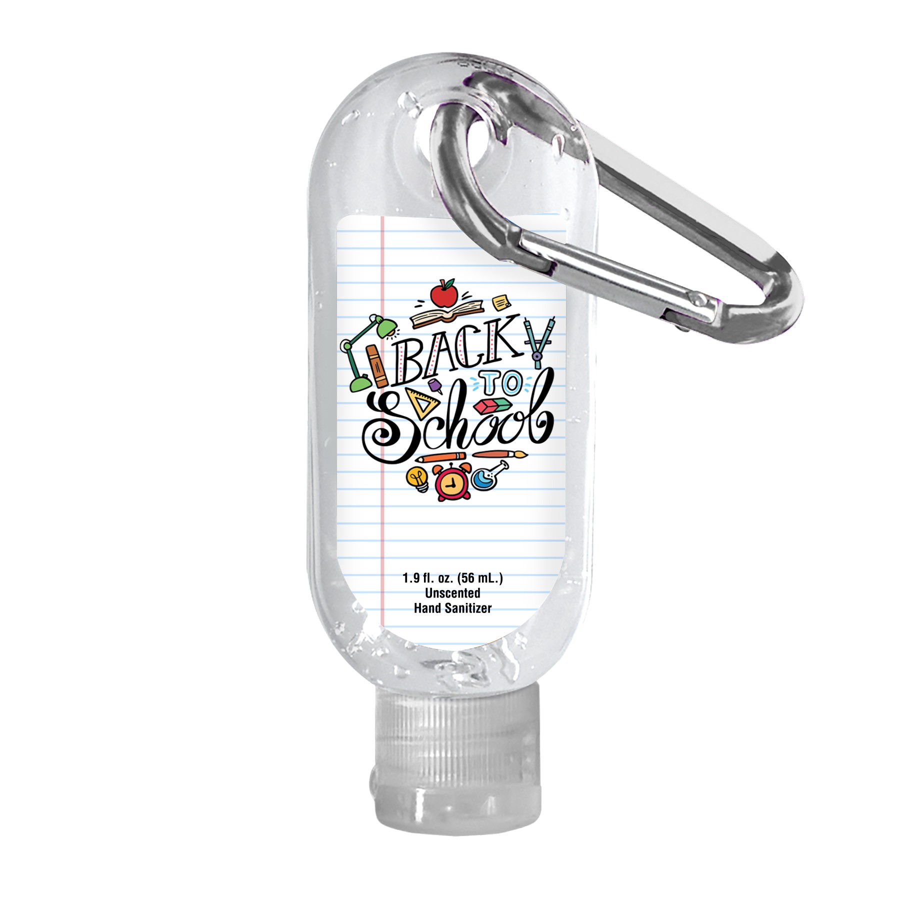 Picture of Clear Sanitizer in Clear Bottle with Carabiner - 1.9 oz.