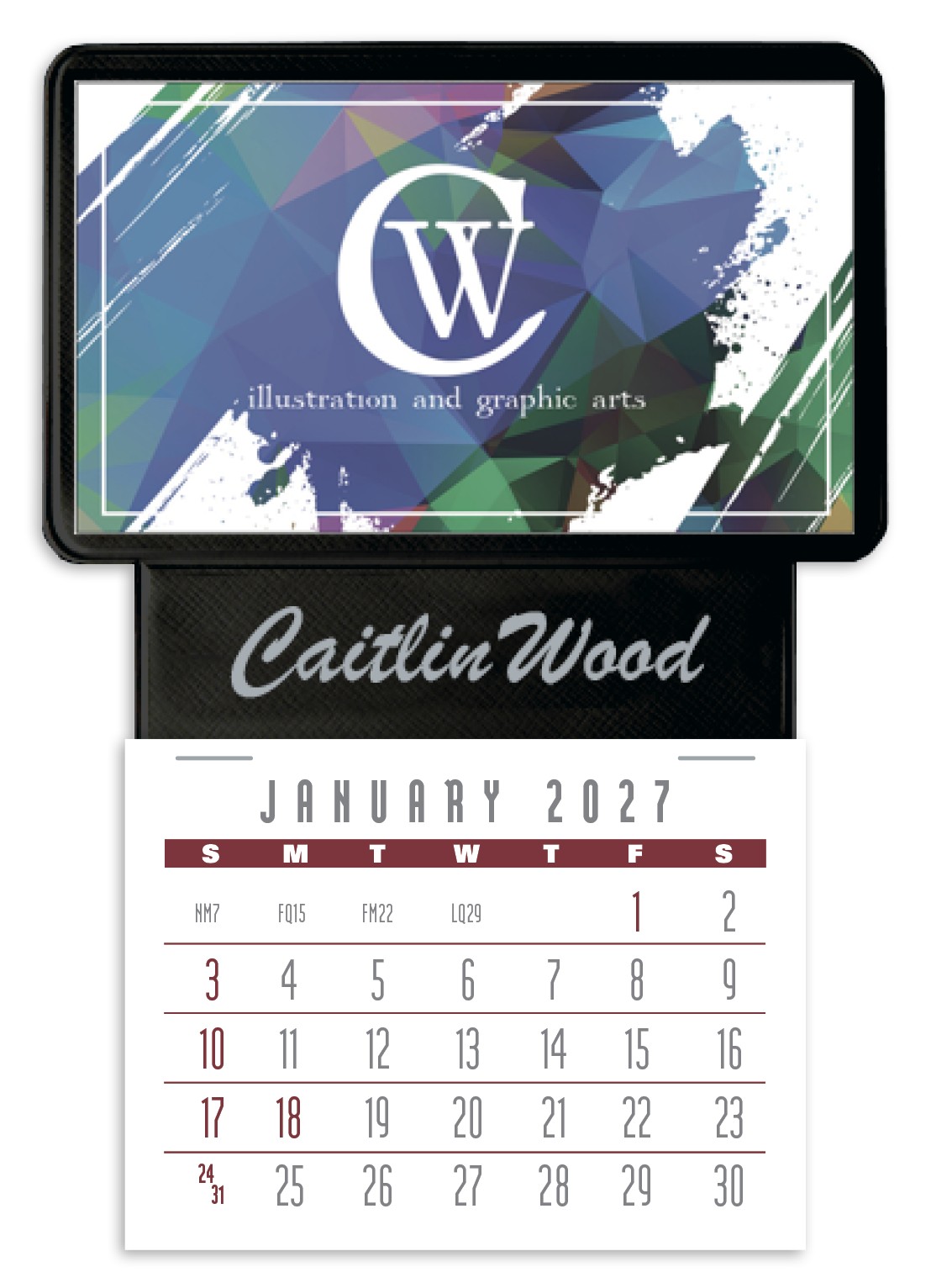 Picture of Triumph® Calendars Press-N-Stick Business Card Holder With Imprint And Calendar Pad