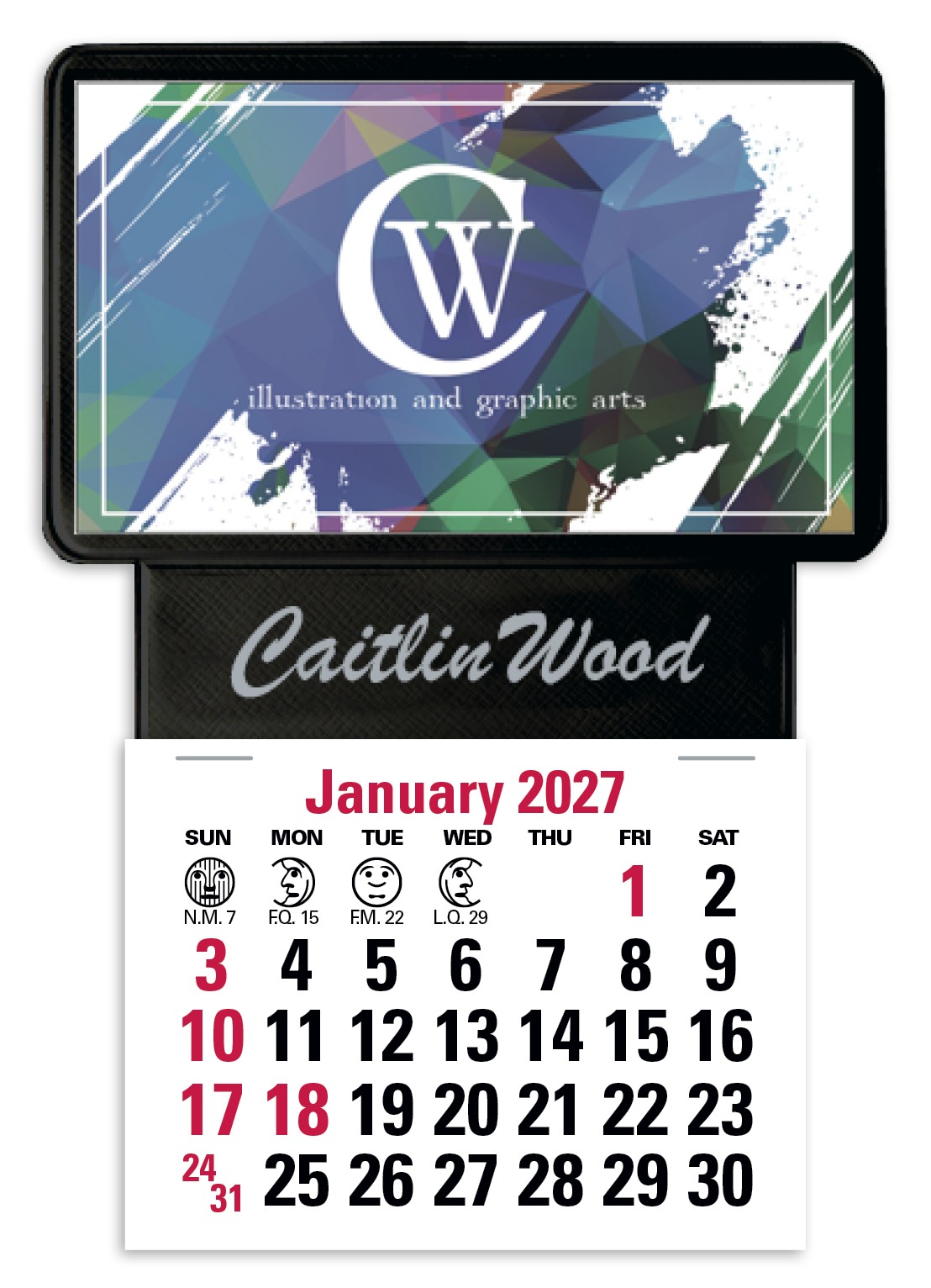 Picture of Triumph® Calendars Press-N-Stick Business Card Holder With Imprint And Calendar Pad