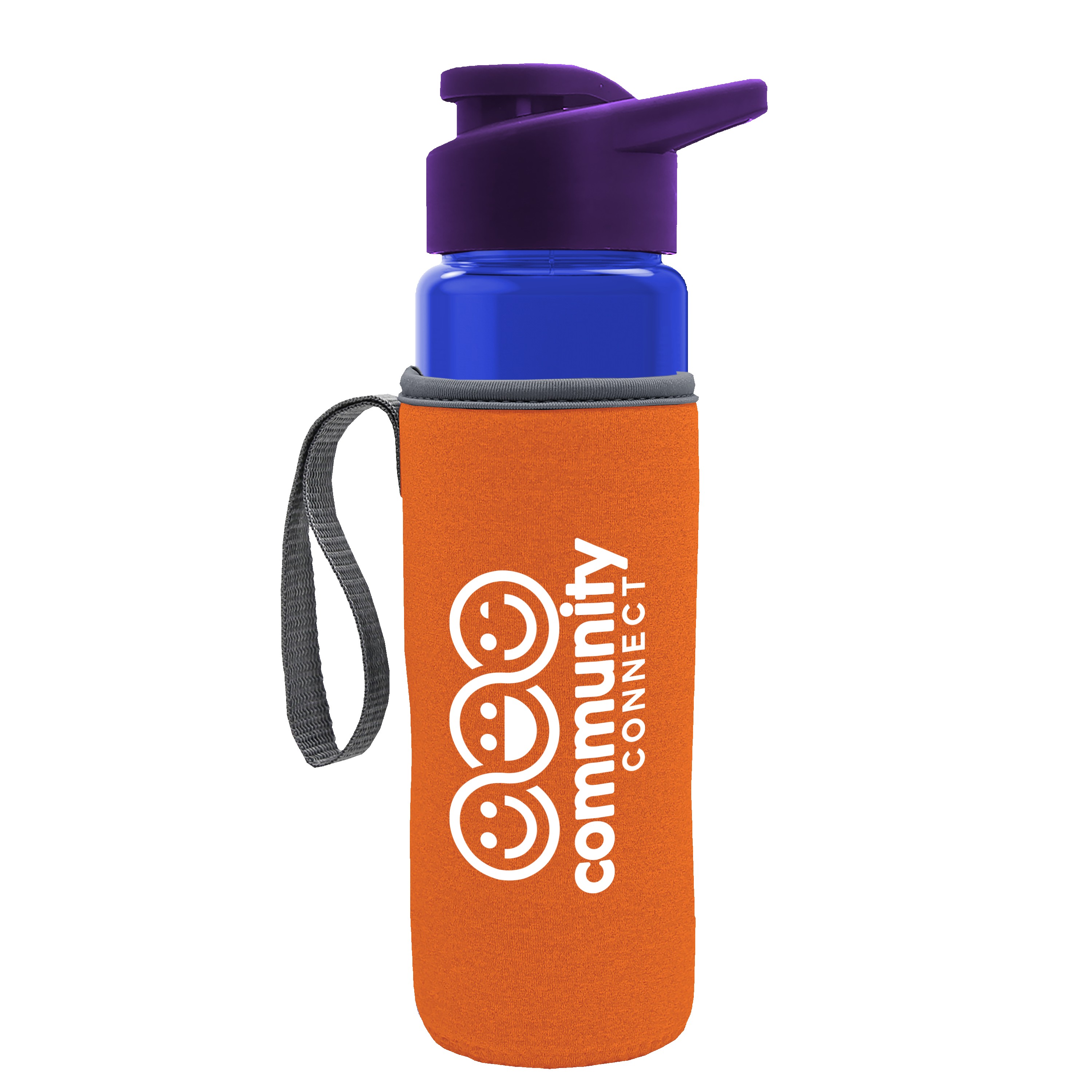 Picture of Garyline® Wave Tritan® Bottle with Drink-Thru Lid and Insulated Caddy - 24 oz.