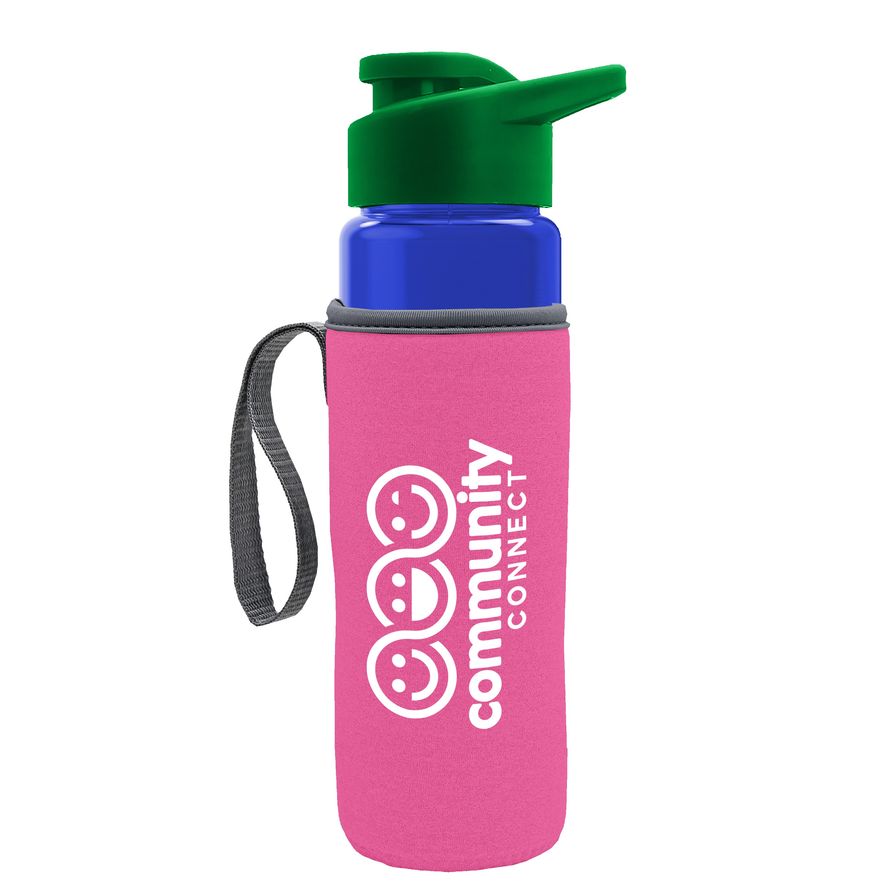Picture of Garyline® Wave Tritan® Bottle with Drink-Thru Lid and Insulated Caddy - 24 oz.