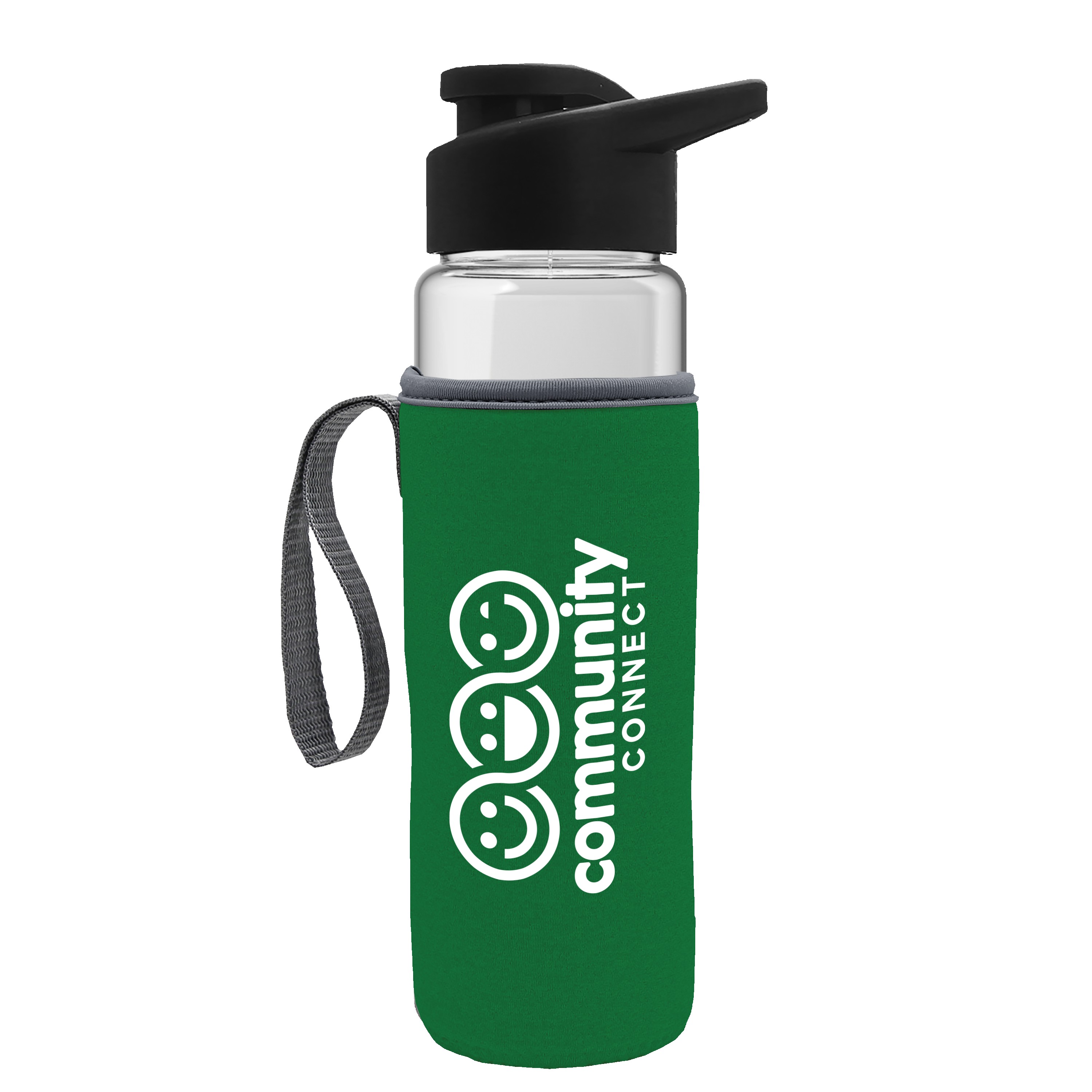 Picture of Garyline® Wave Tritan® Bottle with Drink-Thru Lid and Insulated Caddy - 24 oz.
