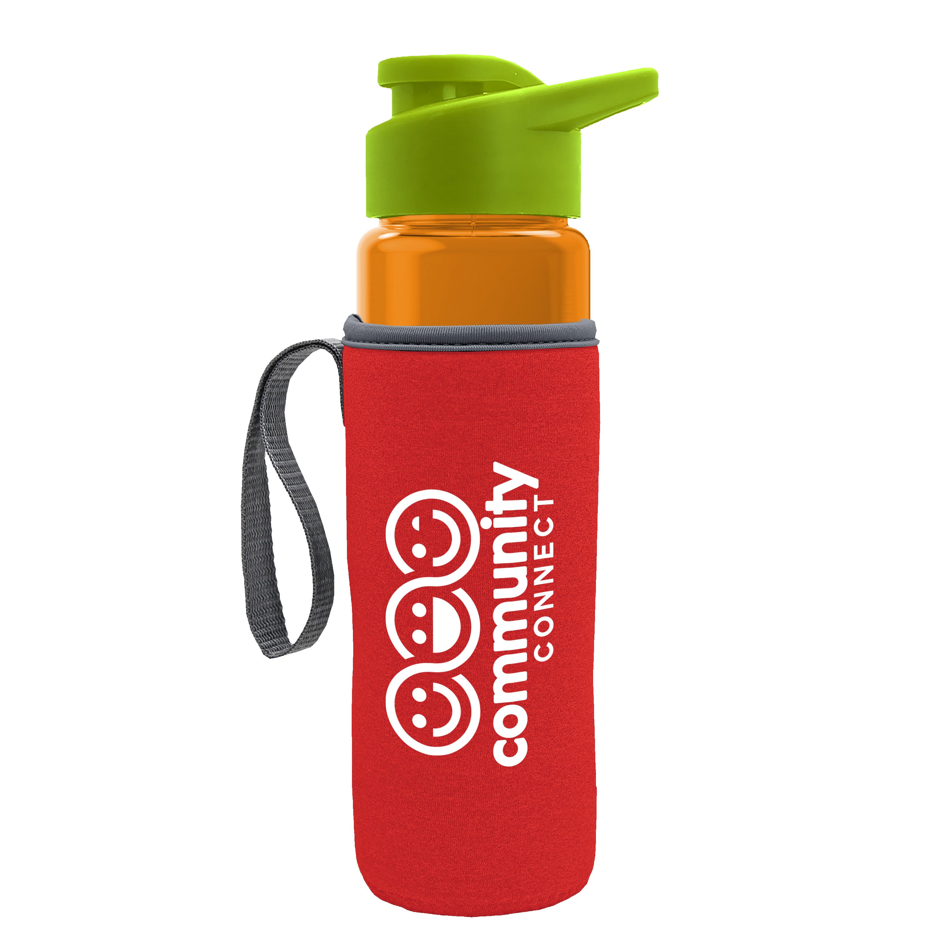 Picture of Garyline® Wave Tritan® Bottle with Drink-Thru Lid and Insulated Caddy - 24 oz.