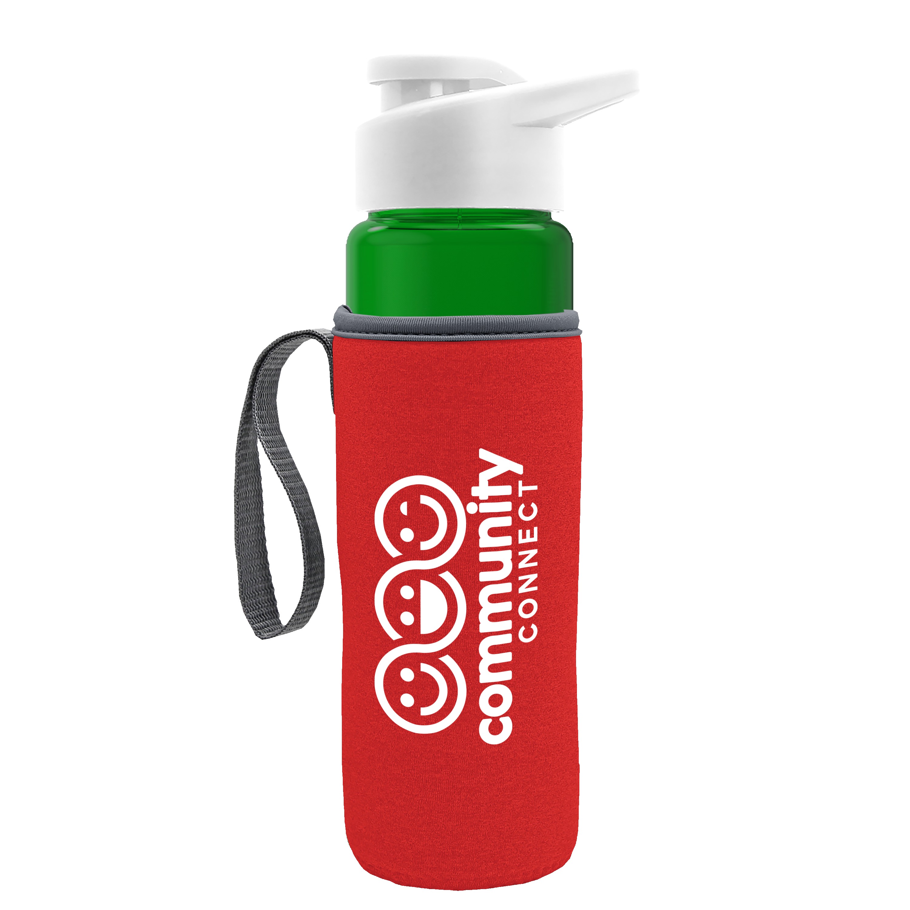 Picture of Garyline® Wave Tritan® Bottle with Drink-Thru Lid and Insulated Caddy - 24 oz.
