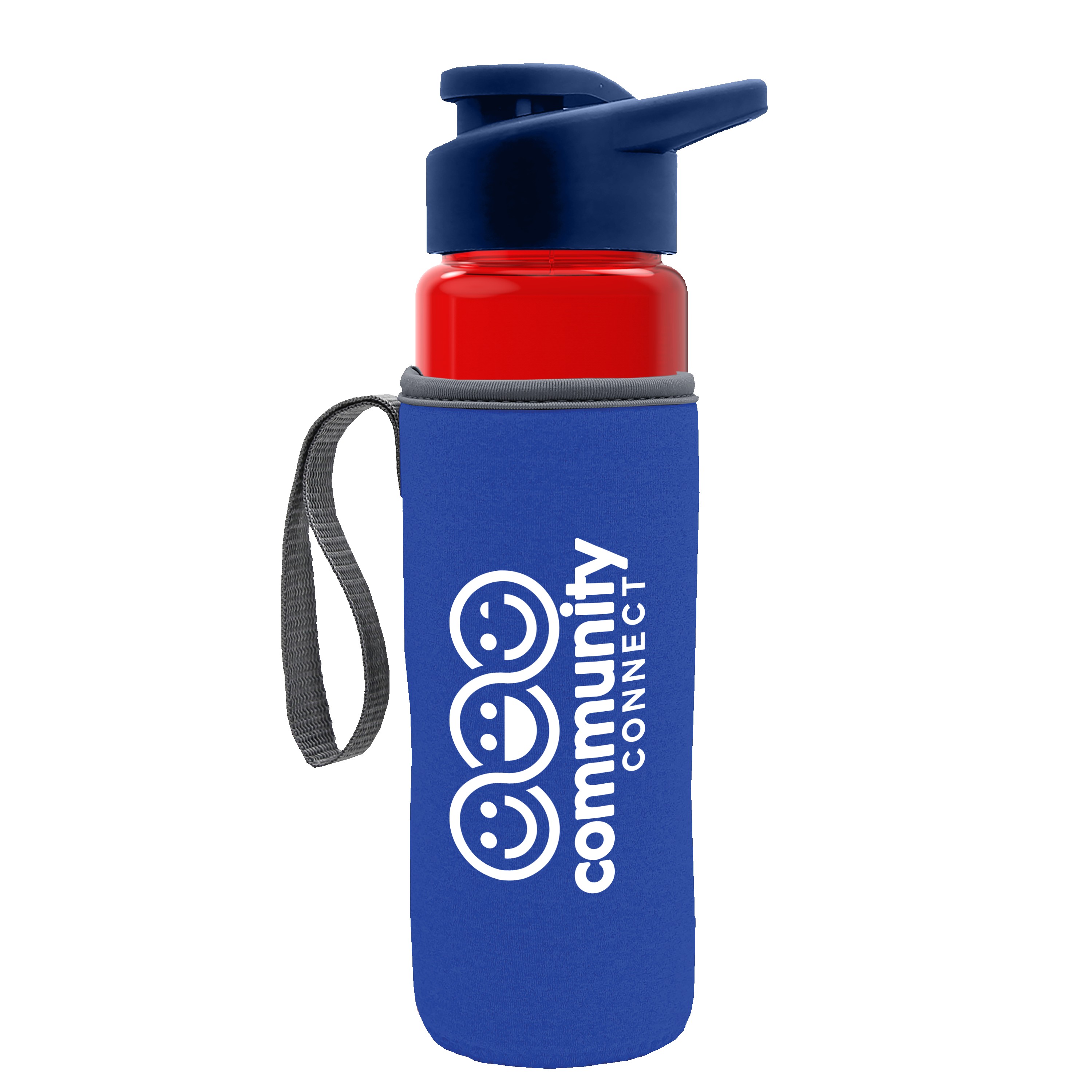 Picture of Garyline® Wave Tritan® Bottle with Drink-Thru Lid and Insulated Caddy - 24 oz.