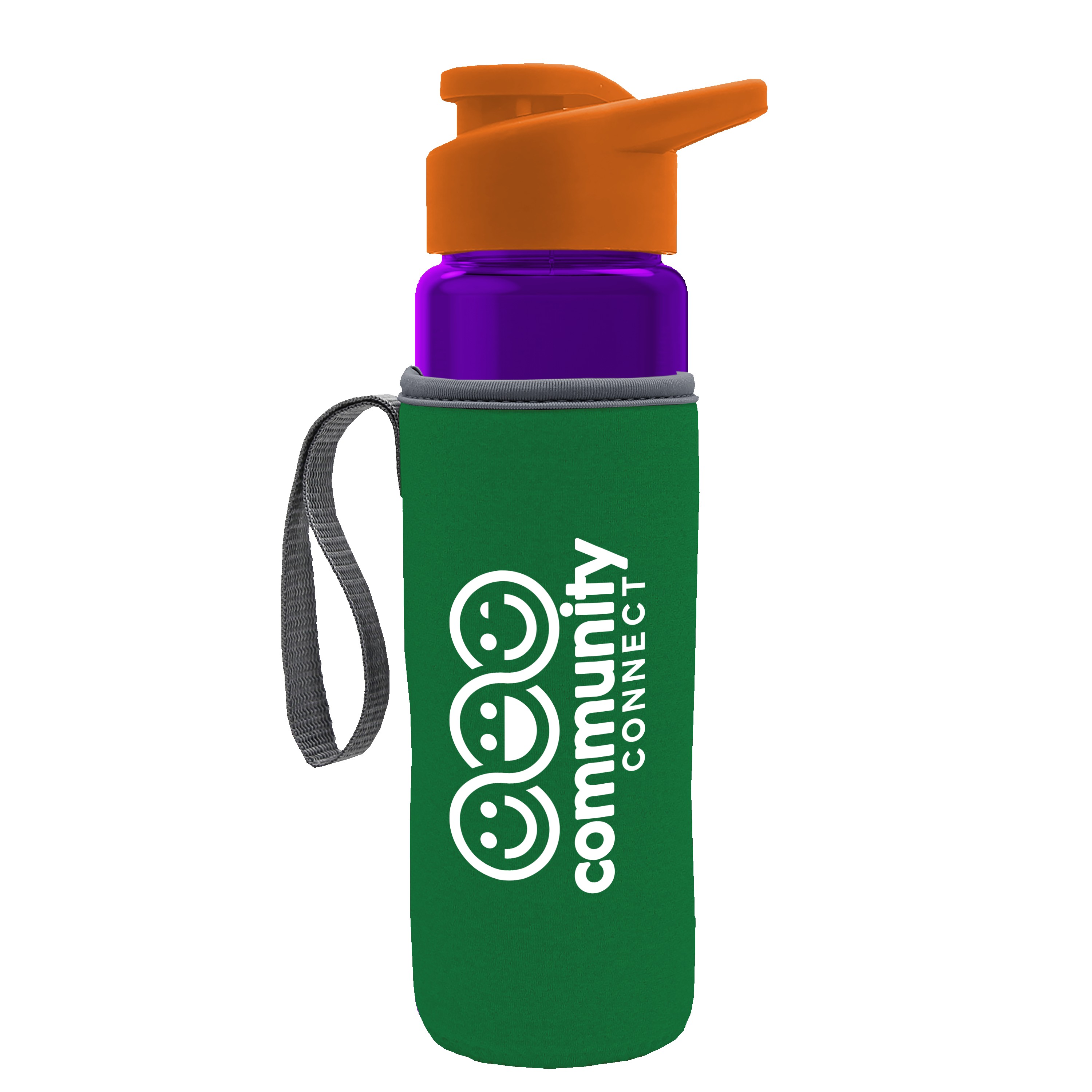 Picture of Garyline® Wave Tritan® Bottle with Drink-Thru Lid and Insulated Caddy - 24 oz.