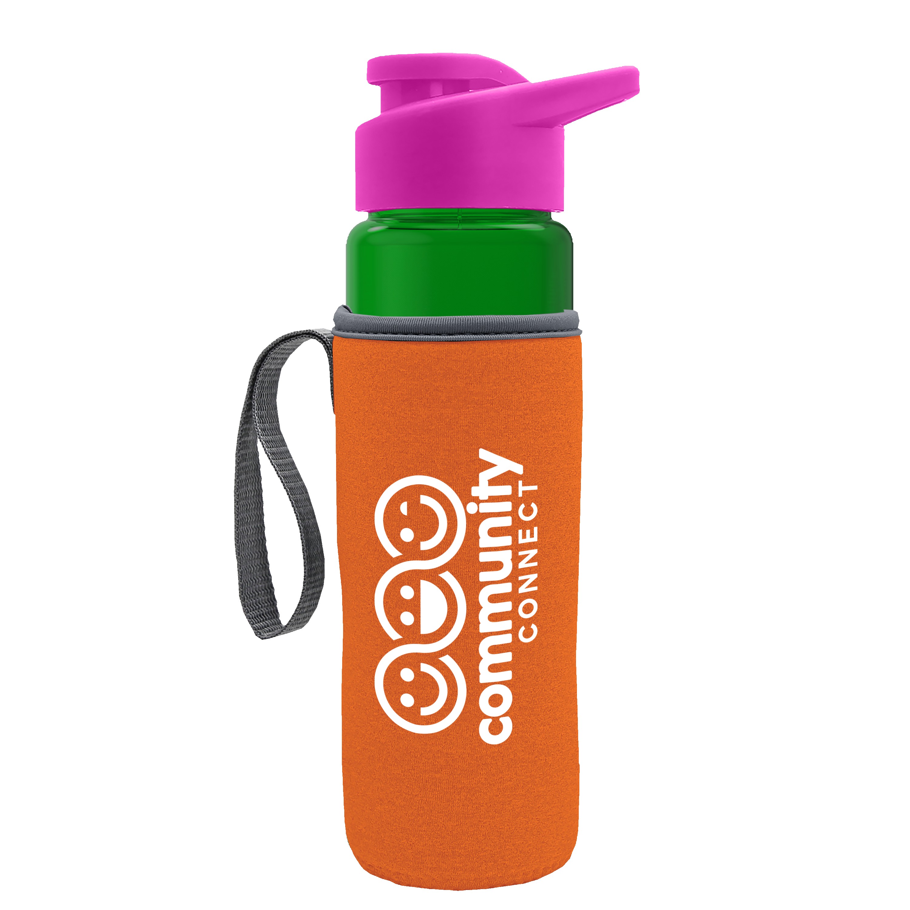 Picture of Garyline® Wave Tritan® Bottle with Drink-Thru Lid and Insulated Caddy - 24 oz.