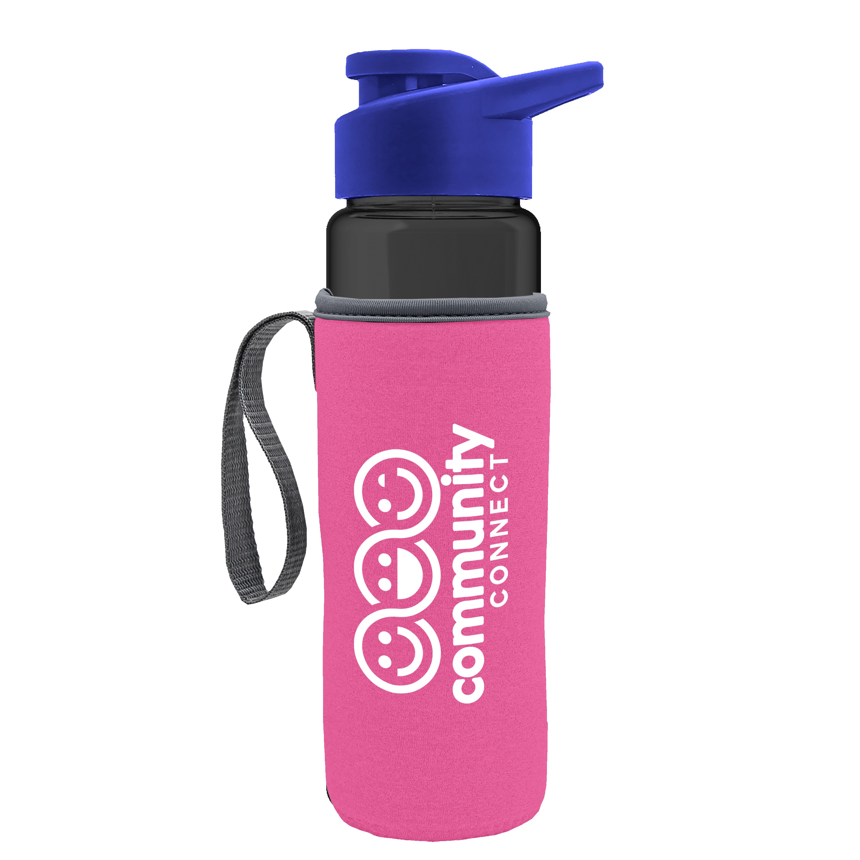 Picture of Garyline® Wave Tritan® Bottle with Drink-Thru Lid and Insulated Caddy - 24 oz.