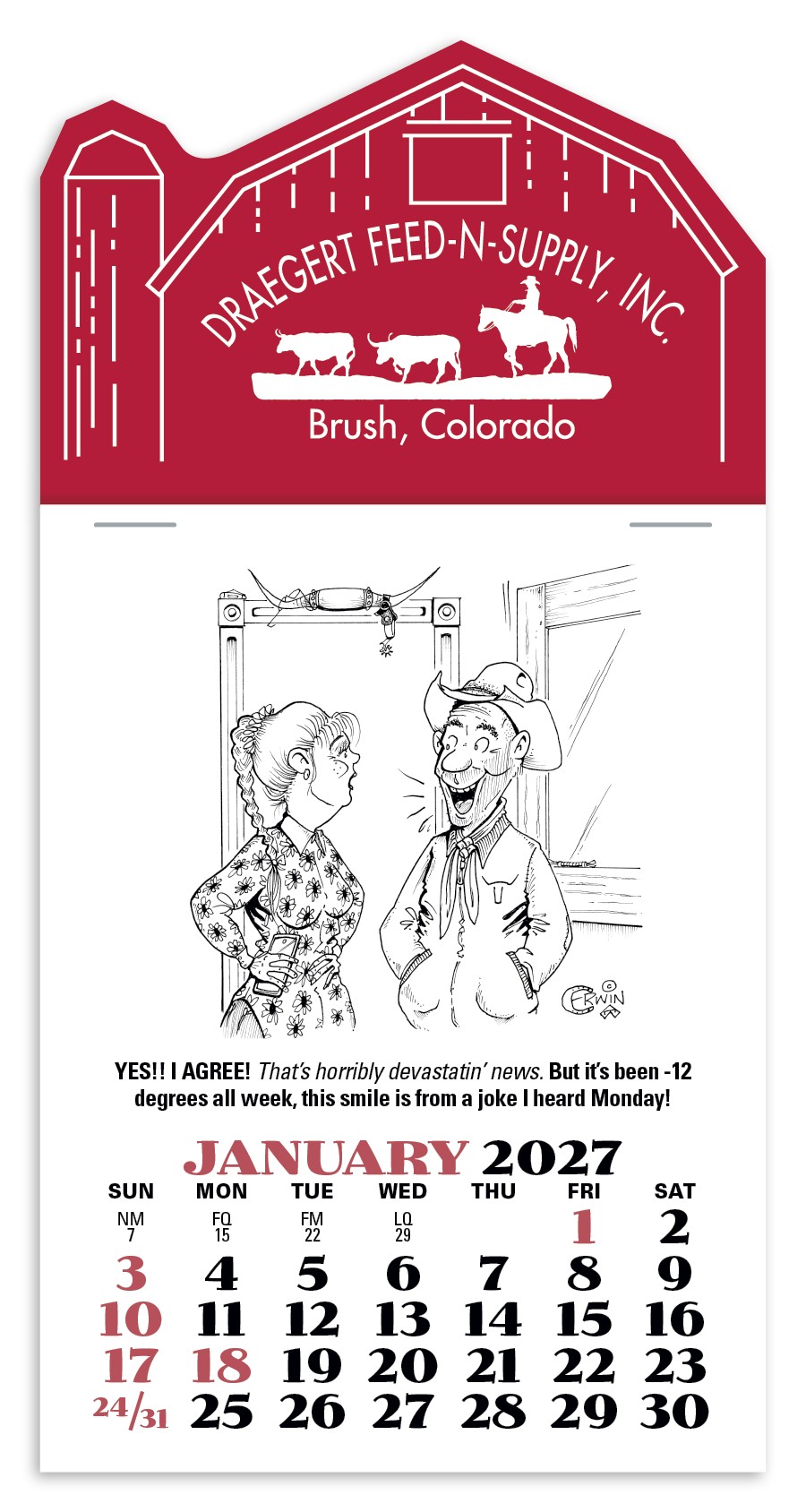 Picture of Triumph® Calendars Press-N-Stick Cowboy Calendar