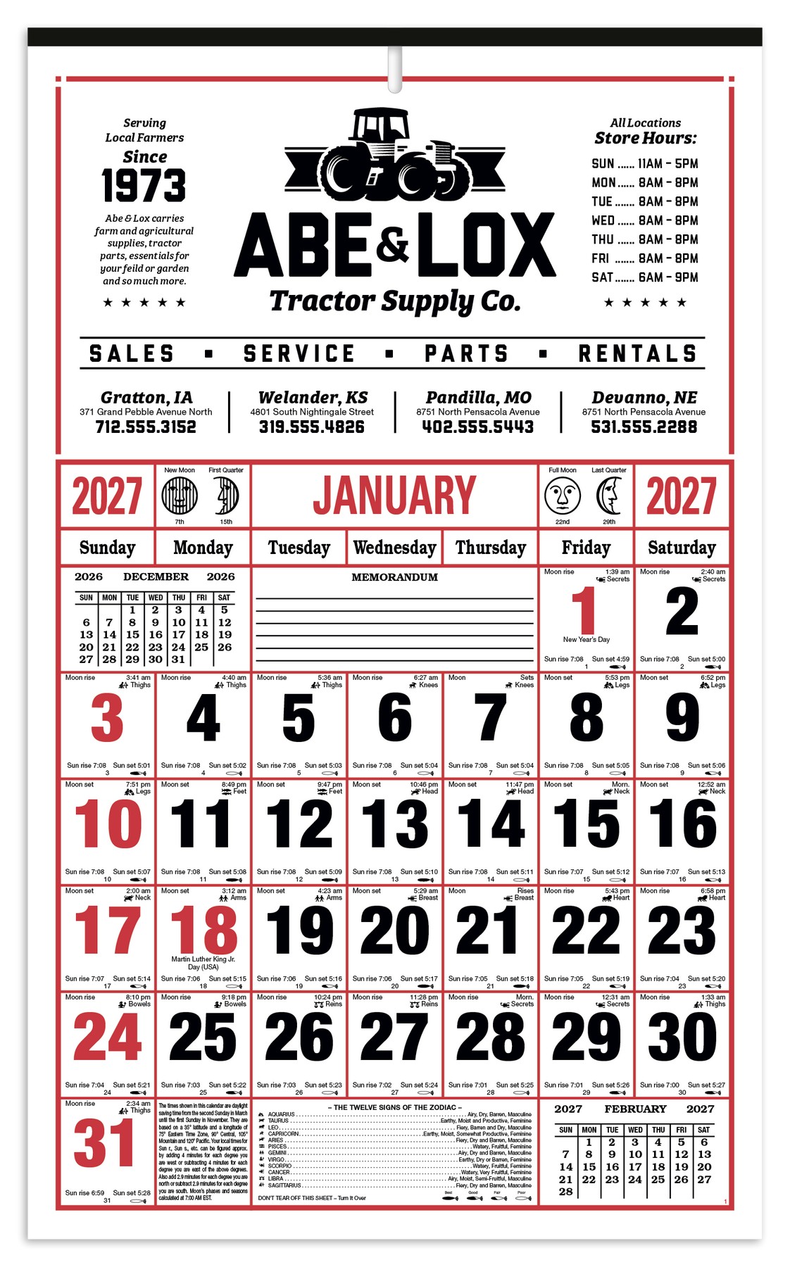 Picture of Skinner & Kennedy® 8-Sheet Almanac Calendar