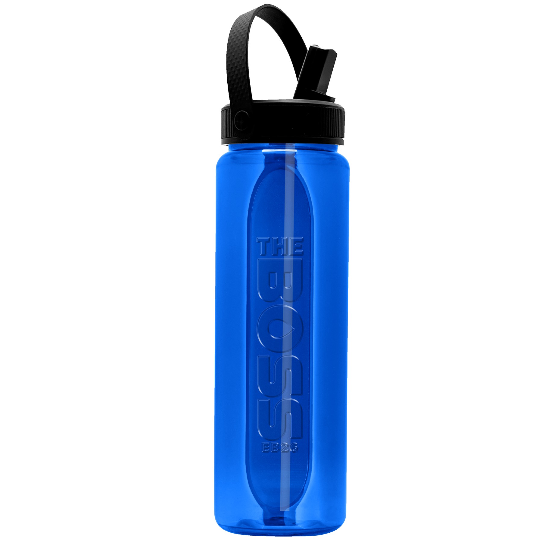 Picture of Garyline® Boss Embossed RPET Bottle with Flip-Straw, Swivel Handle Lid - 26 oz.