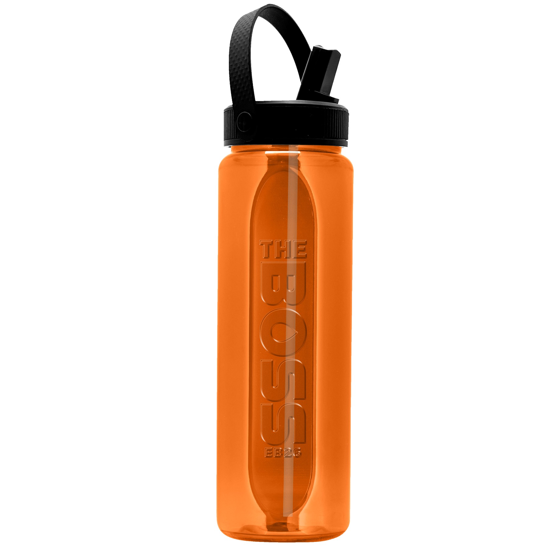 Picture of Garyline® Boss Embossed RPET Bottle with Flip-Straw, Swivel Handle Lid - 26 oz.