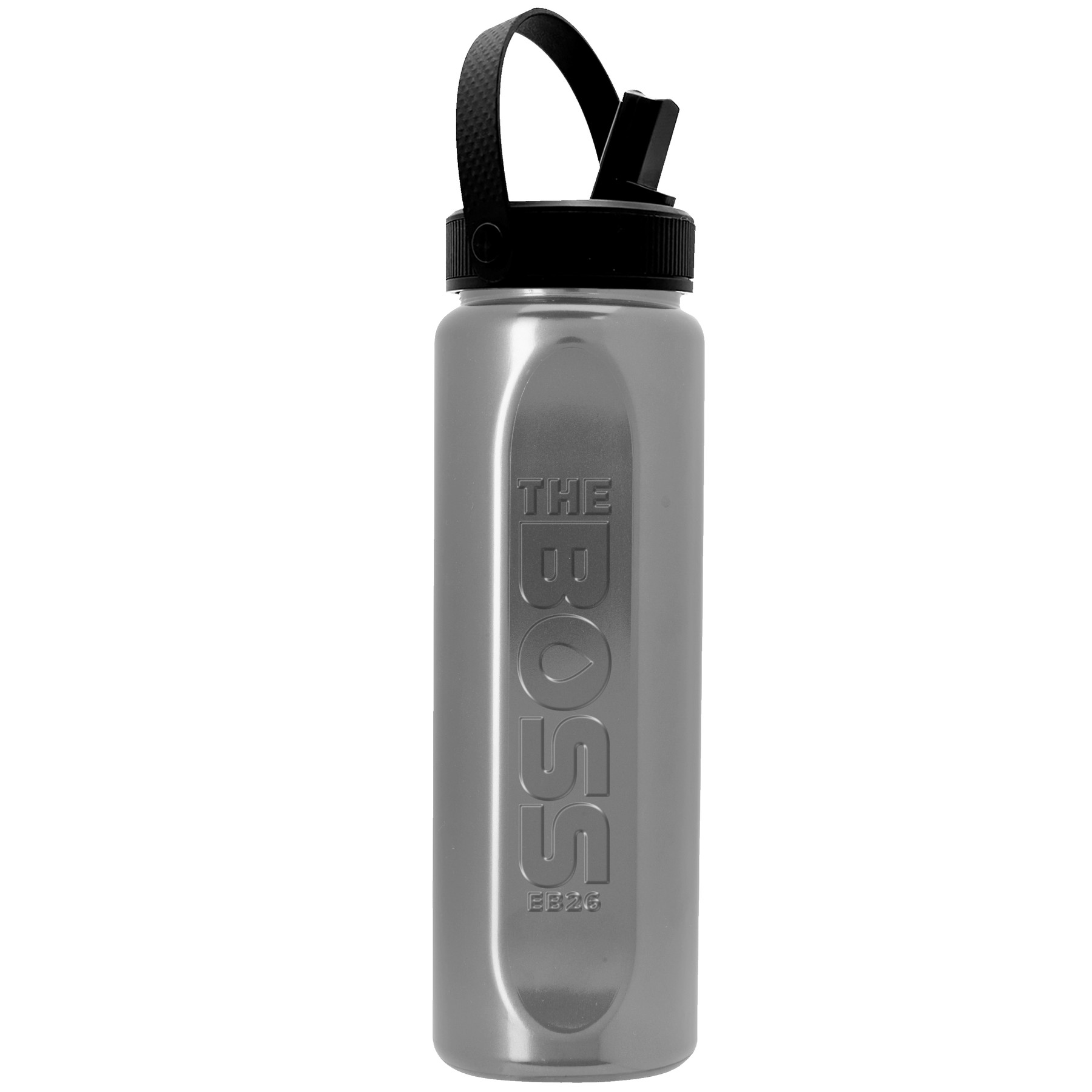 Picture of Garyline® Boss Embossed RPET Bottle with Flip-Straw, Swivel Handle Lid - 26 oz.