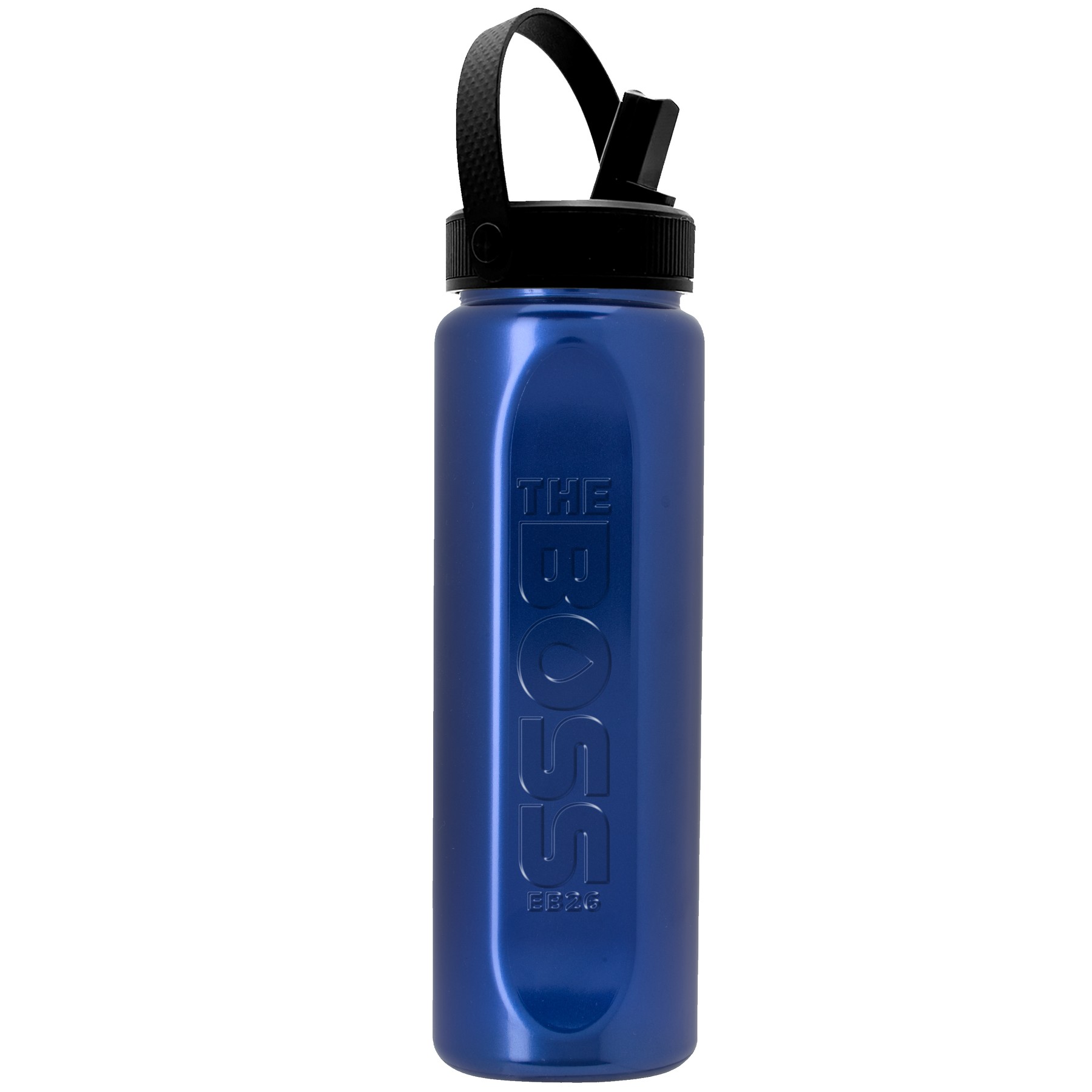 Picture of Garyline® Boss Embossed RPET Bottle with Flip-Straw, Swivel Handle Lid - 26 oz.