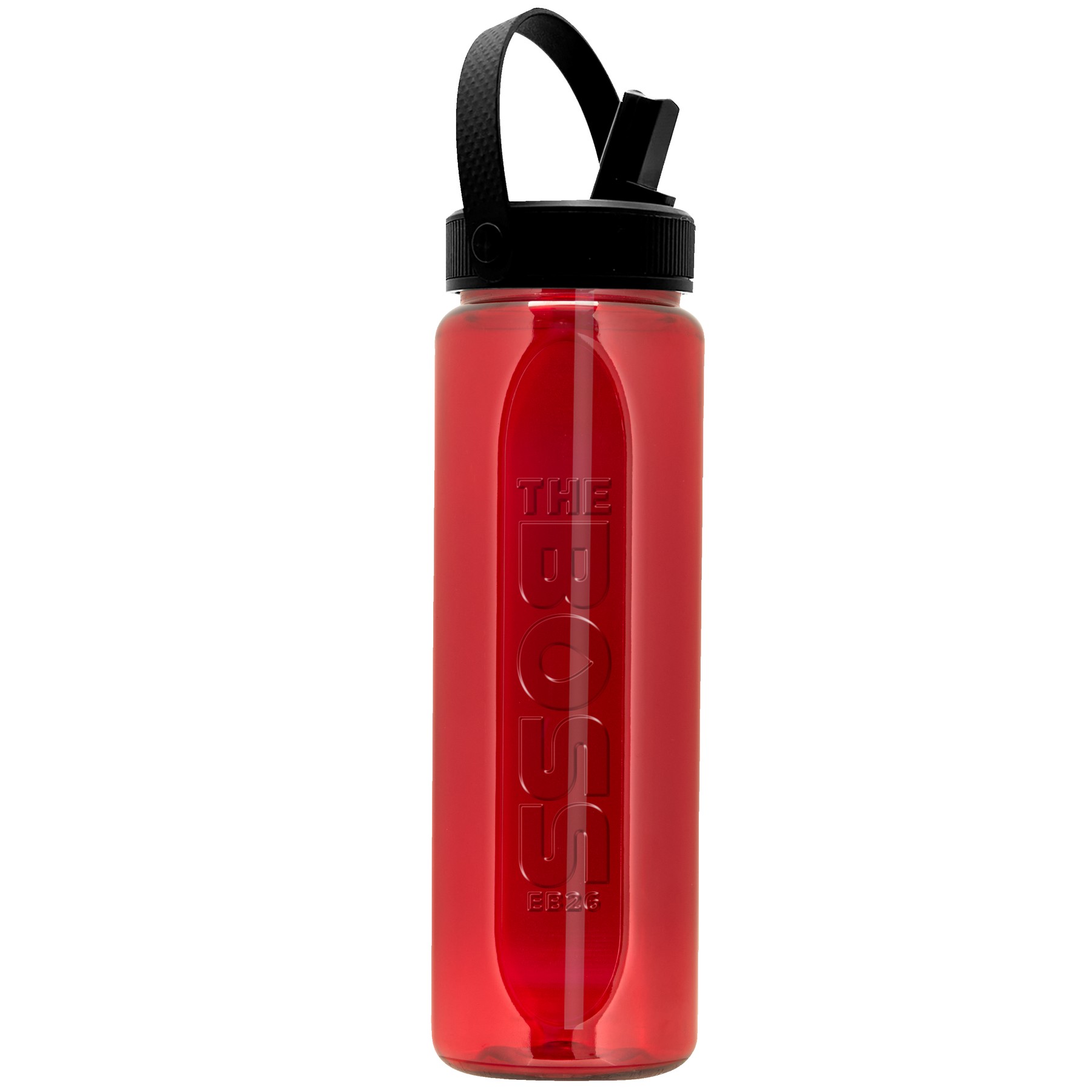 Picture of Garyline® Boss Embossed RPET Bottle with Flip-Straw, Swivel Handle Lid - 26 oz.