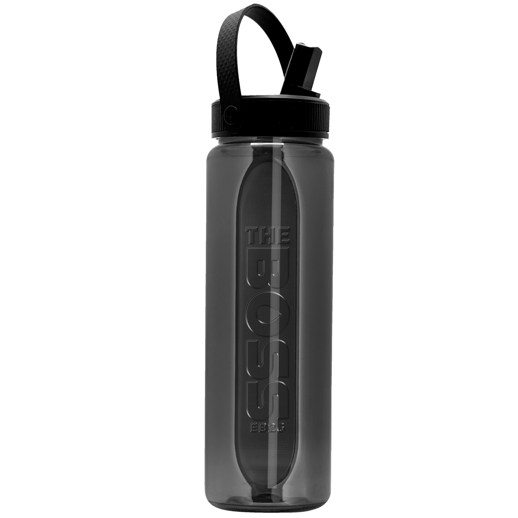 Picture of Garyline® Boss Embossed RPET Bottle with Flip-Straw, Swivel Handle Lid - 26 oz.