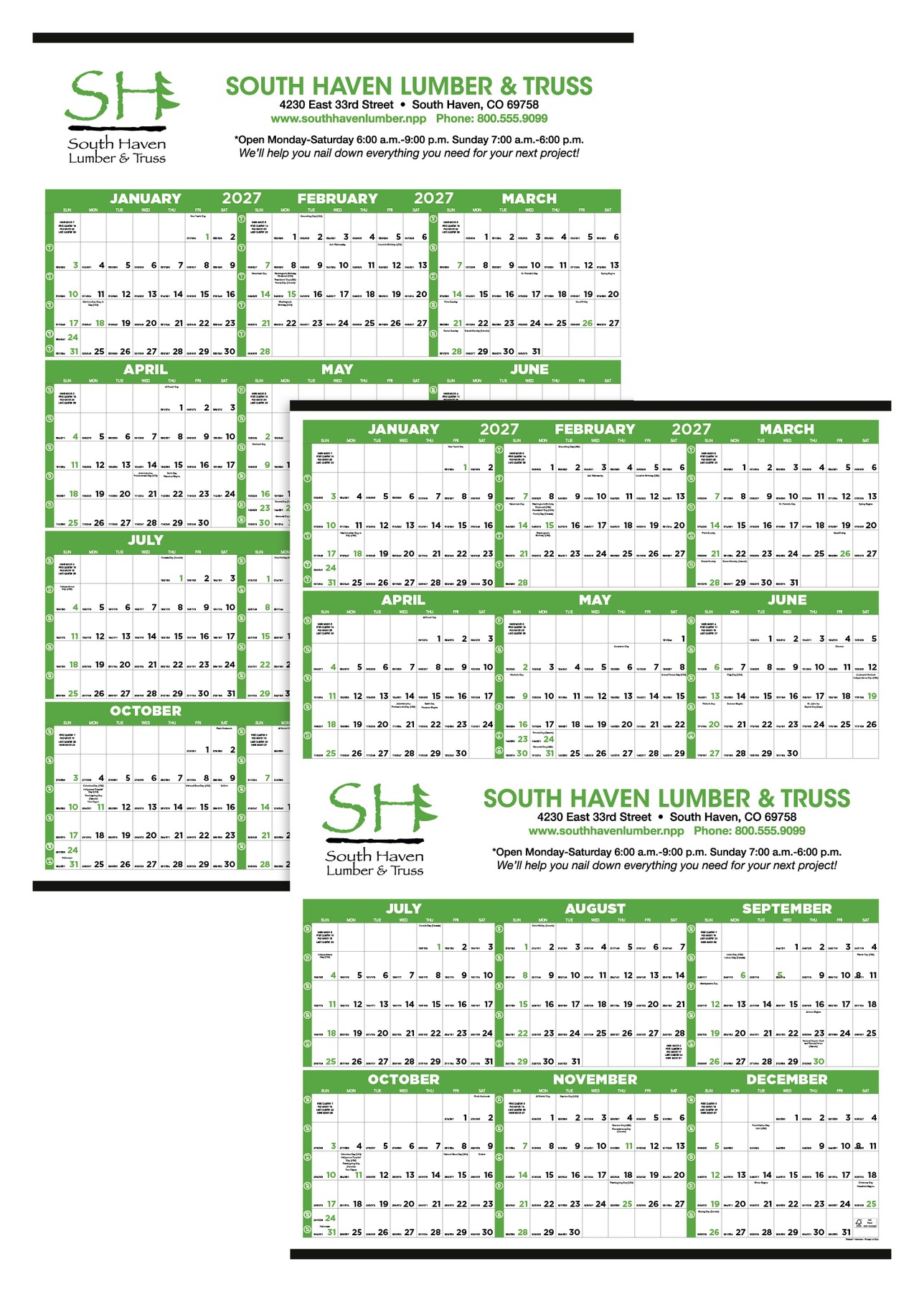 Picture of Triumph® Calendars Small Quantity Custom Span-A-Year Calendar