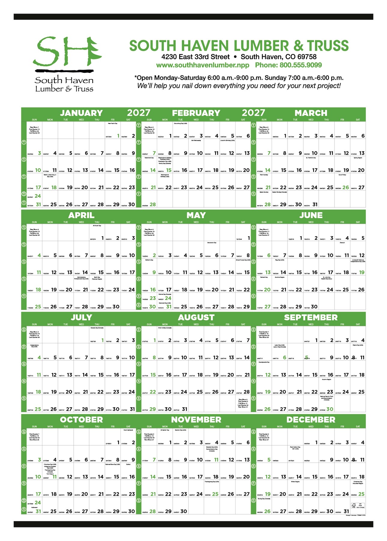 Picture of Triumph® Calendars Small Quantity Custom Span-A-Year Calendar
