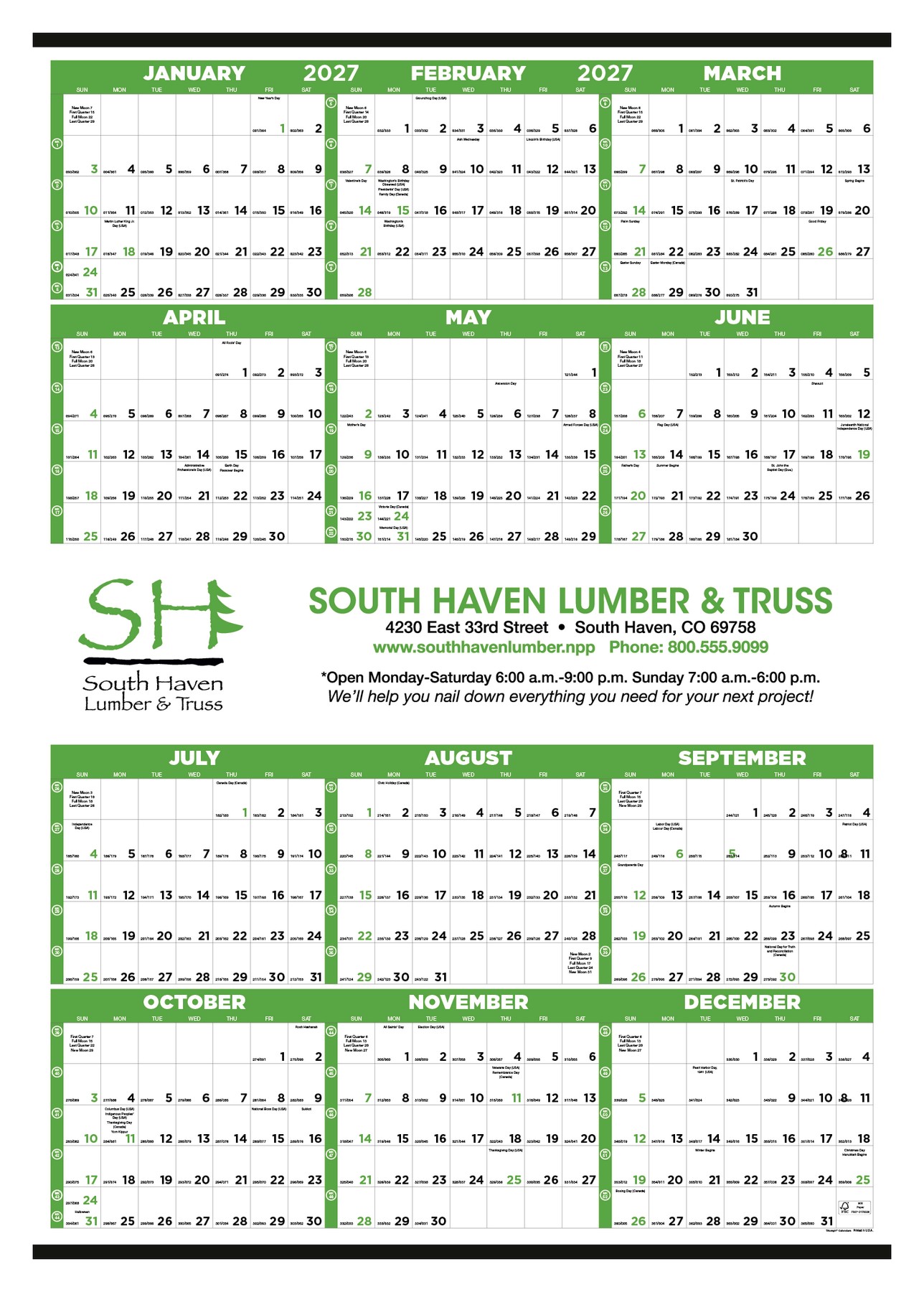 Picture of Triumph® Calendars Small Quantity Custom Span-A-Year Calendar