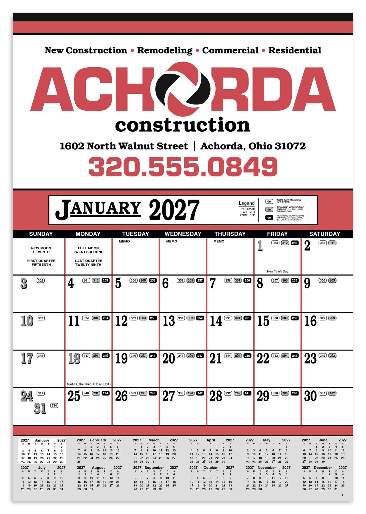 Picture of Skinner & Kennedy® Contractor's 12-Sheet Calendar