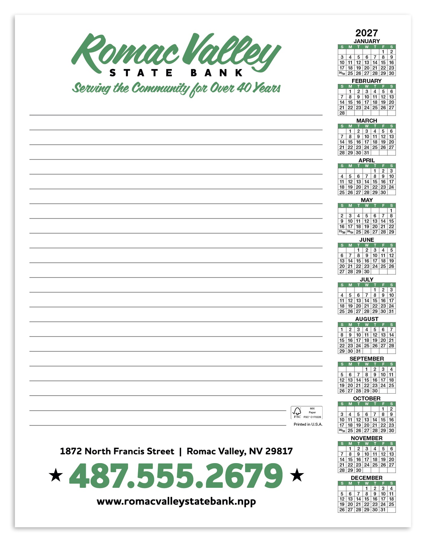 Picture of Skinner & Kennedy® Scratch Pad Calendar