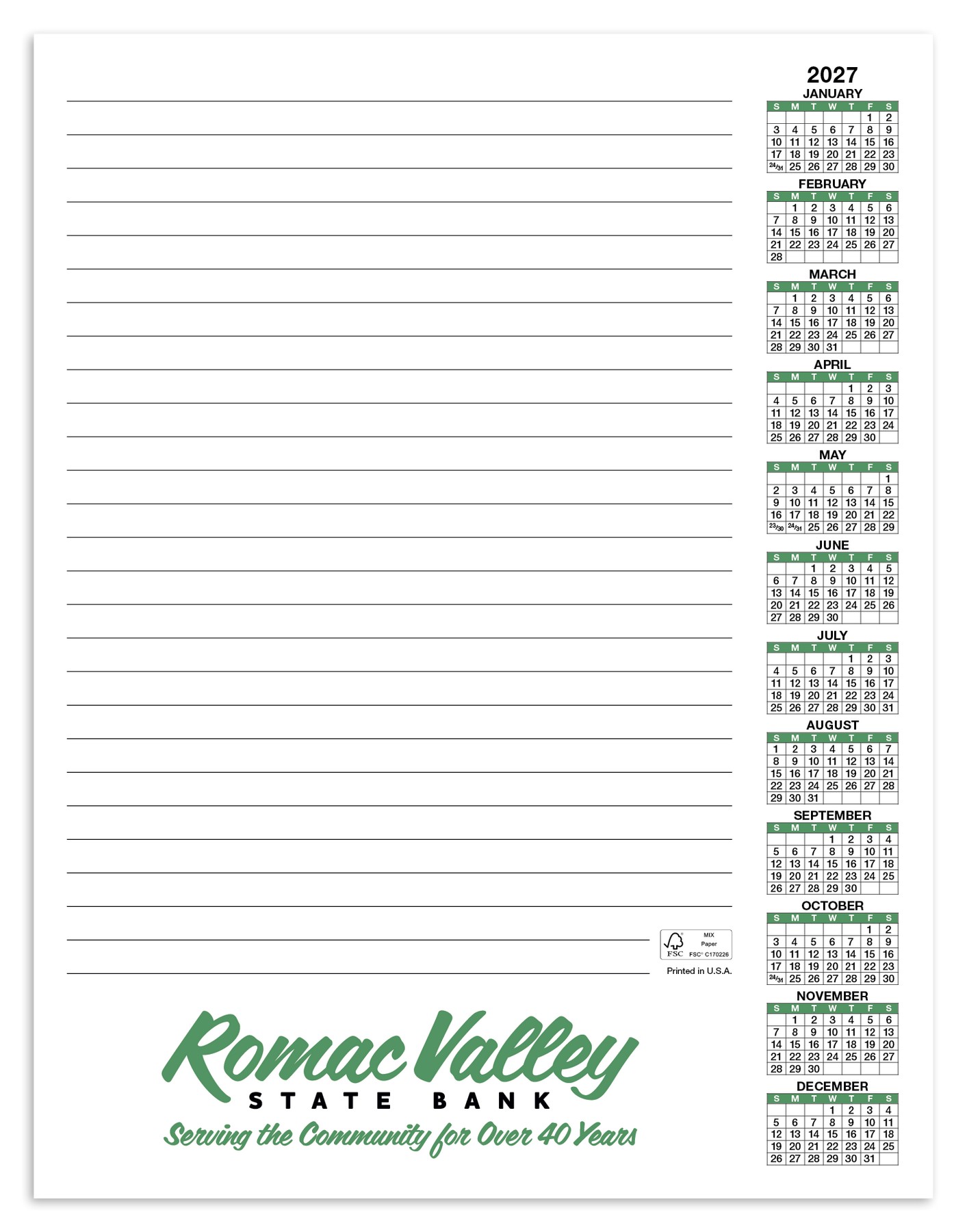 Picture of Skinner & Kennedy® Scratch Pad Calendar