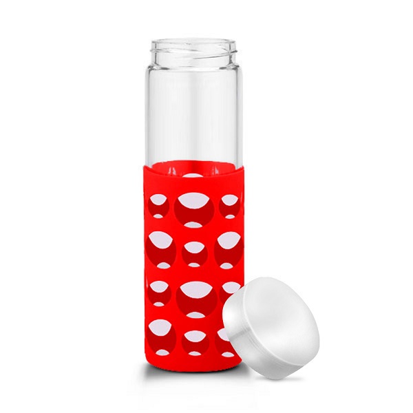 Picture of 20 oz Silicone Round Cutouts Glass Bottle