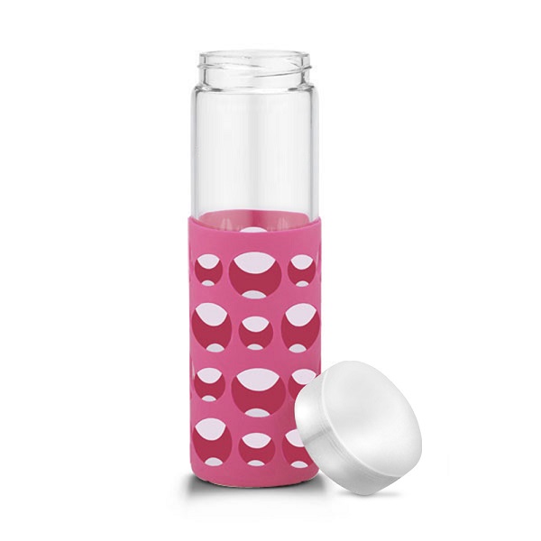 Picture of 20 oz Silicone Round Cutouts Glass Bottle
