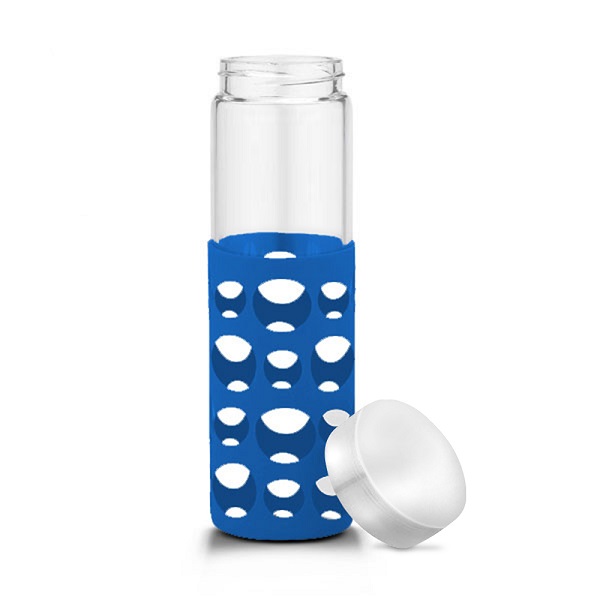 Picture of 20 oz Silicone Round Cutouts Glass Bottle