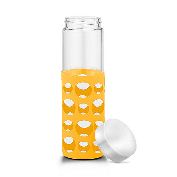 Picture of 20 oz Silicone Round Cutouts Glass Bottle