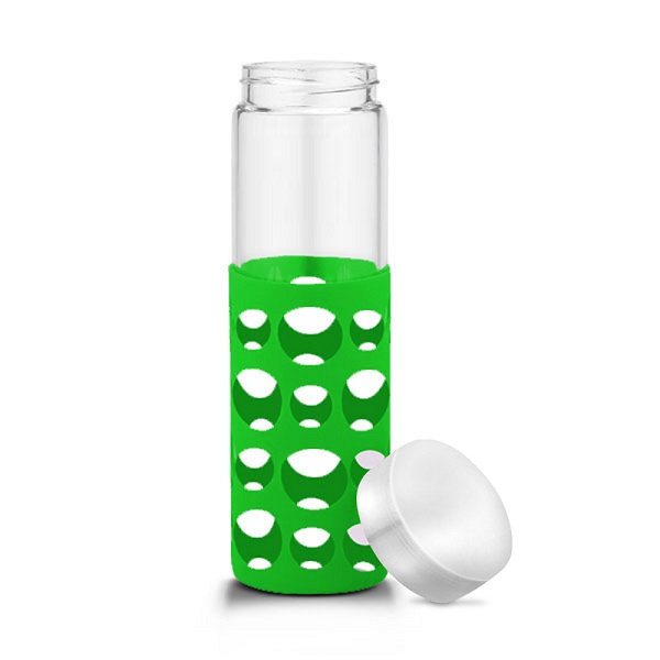 Picture of 20 oz Silicone Round Cutouts Glass Bottle