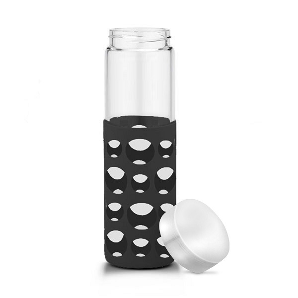 Picture of 20 oz Silicone Round Cutouts Glass Bottle
