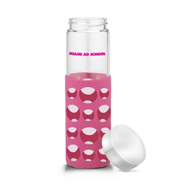 Picture of 20 oz Silicone Round Cutouts Glass Bottle