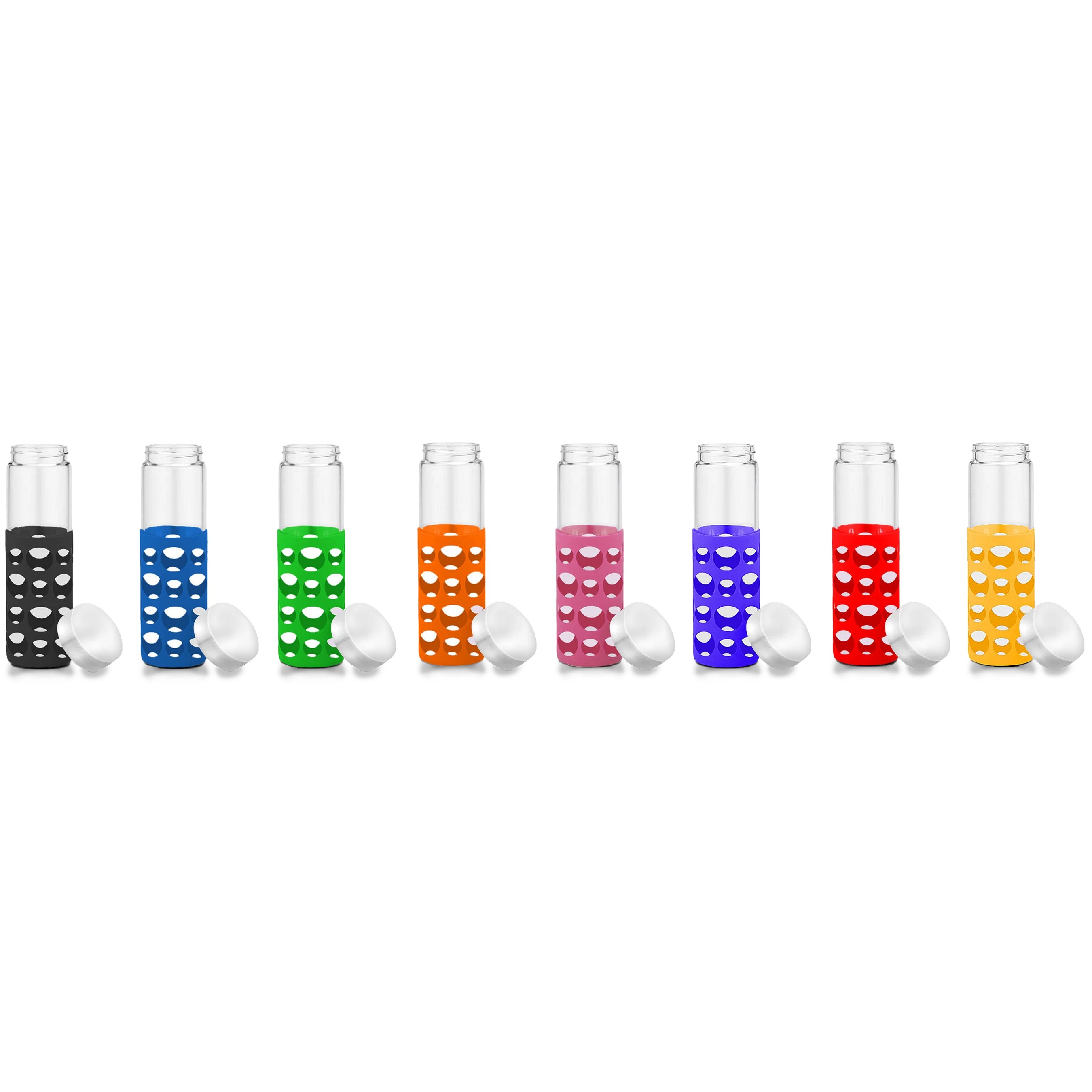 Picture of 20 oz Silicone Round Cutouts Glass Bottle