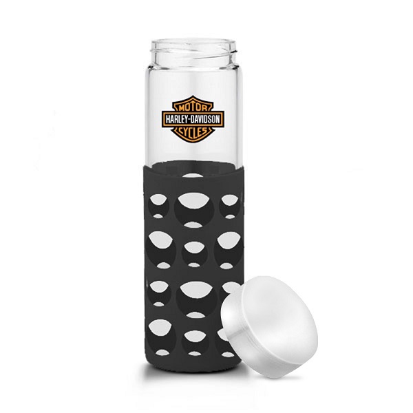 Picture of 20 oz Silicone Round Cutouts Glass Bottle